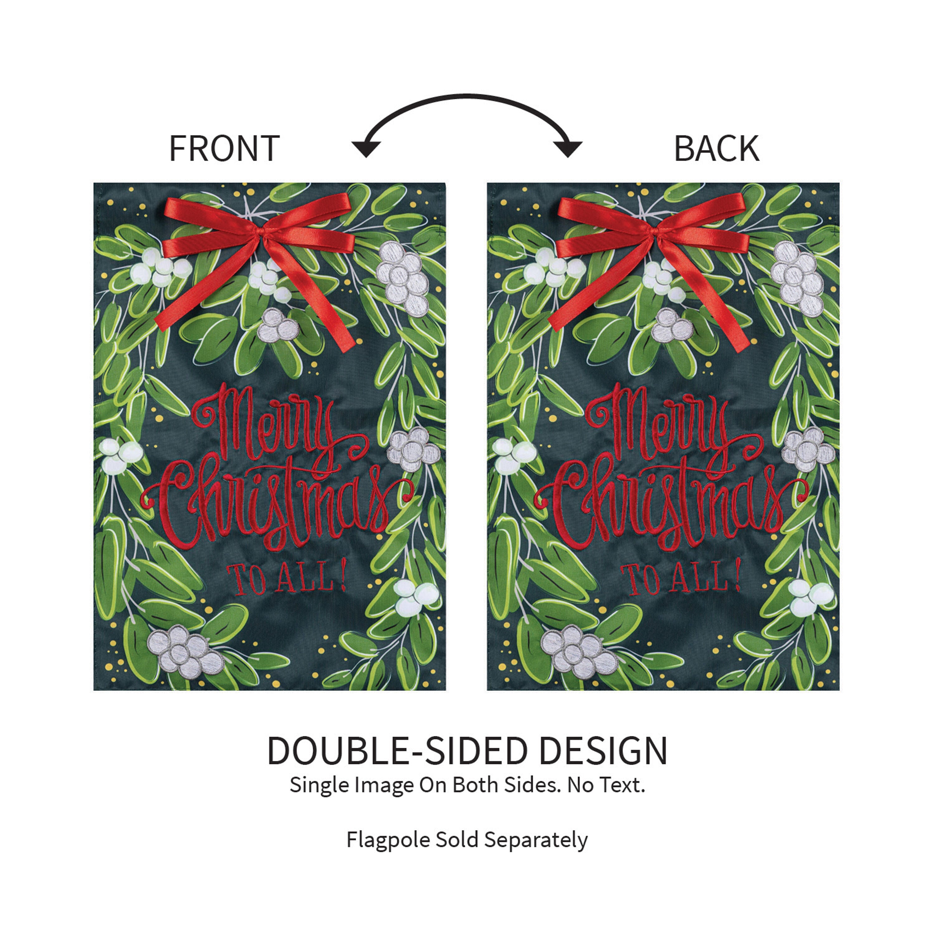 Merry Christmas Mistletoe Applique Garden Flag