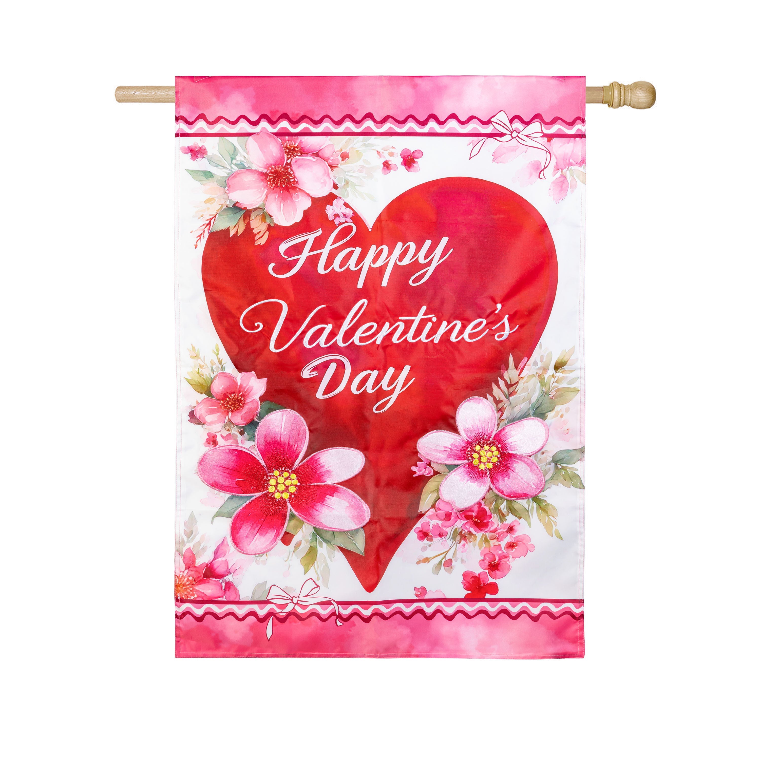 Happy Valentine’s Day Heart Applique House Flag