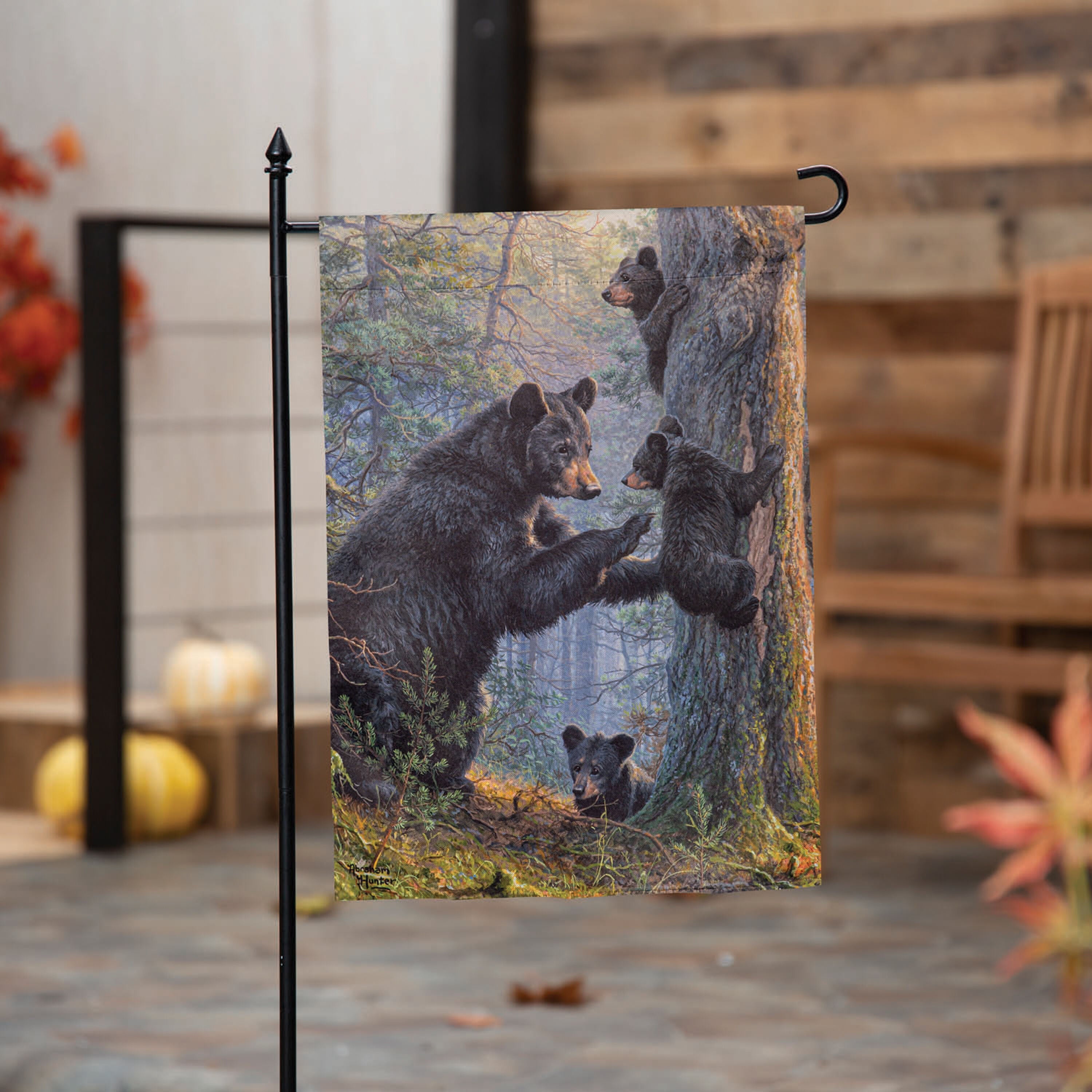 Bear Family Suede Garden Flag