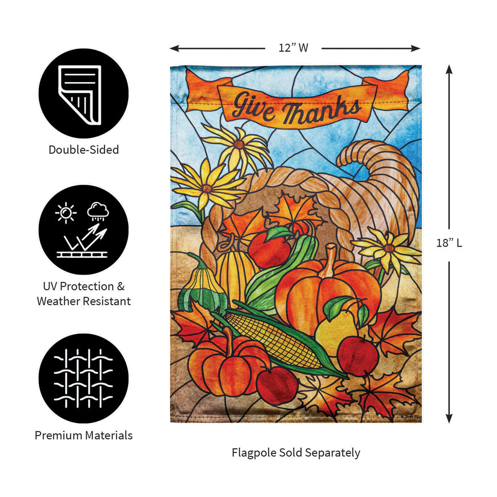 Stained Glass Cornucopia Garden Lustre Flag