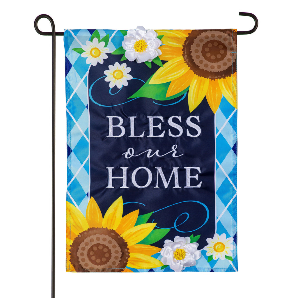Bless Our Home Sunflowers Applique Garden Flag