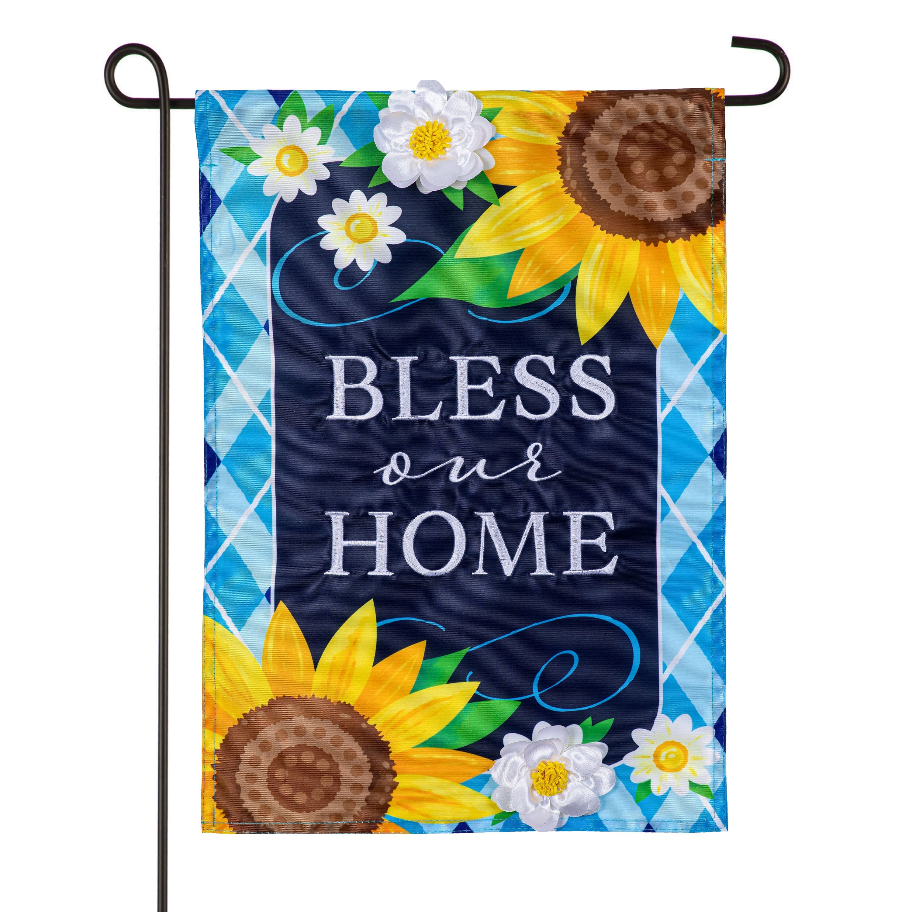 Bless Our Home Sunflowers Applique Garden Flag