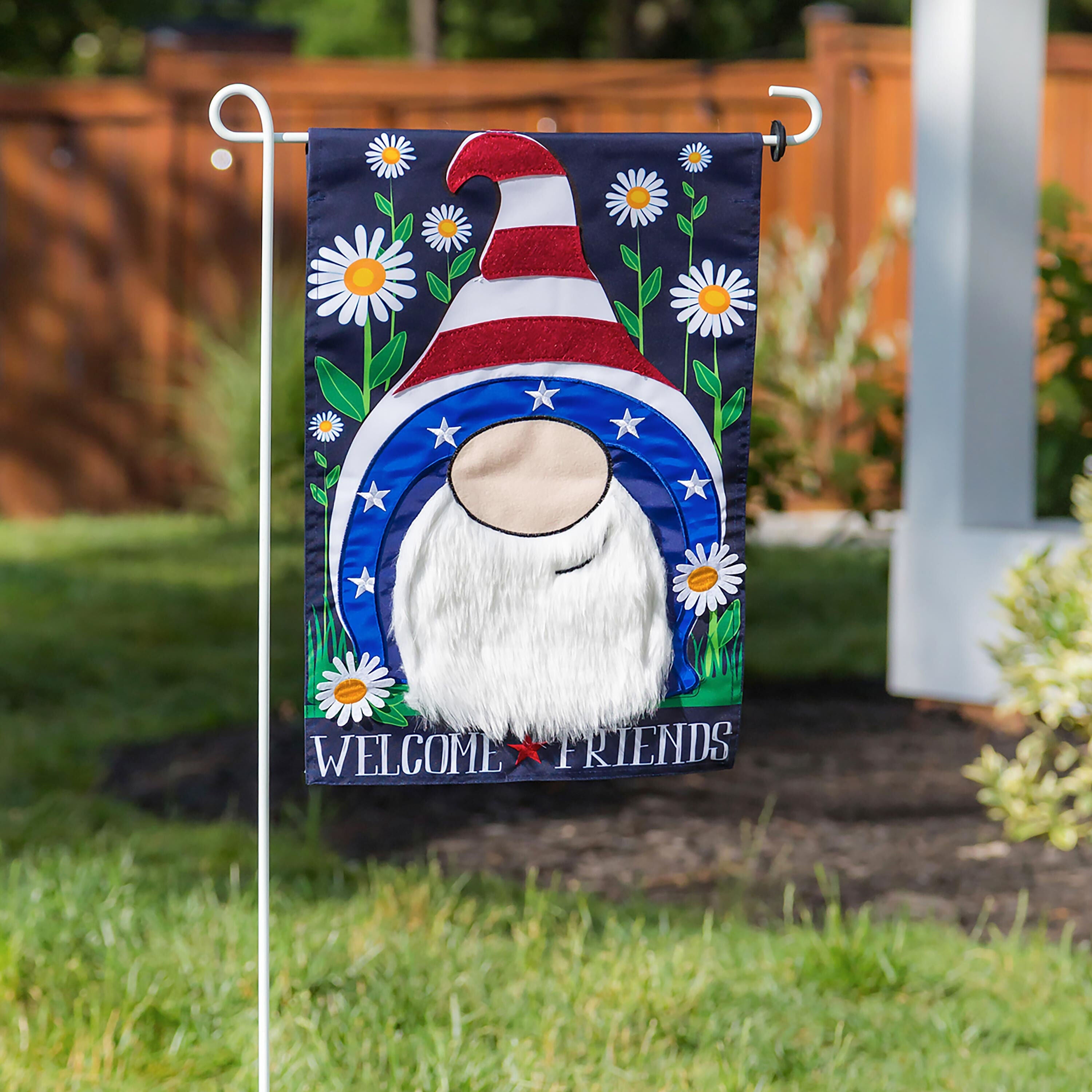 Patriotic Gnome Garden Applique Flag