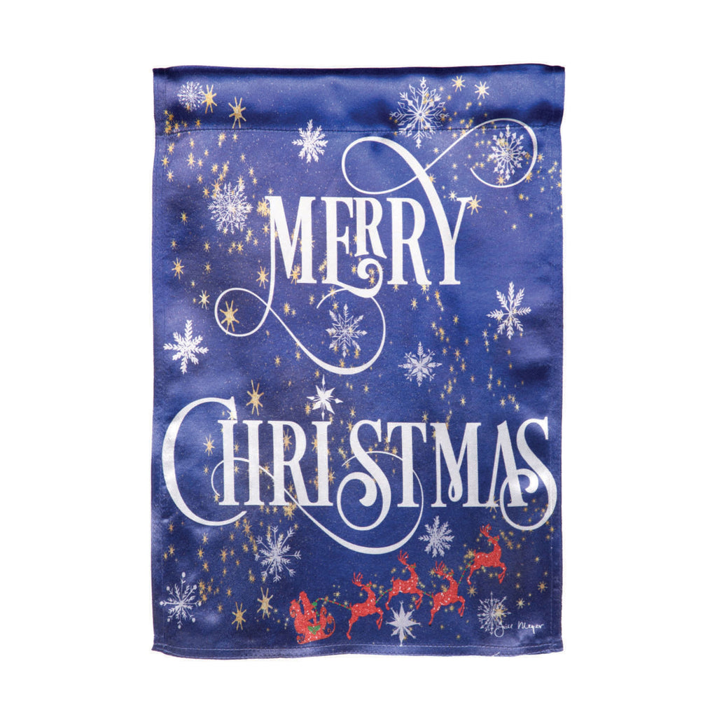 Merry Christmas Snowflake Lustre Garden Flag