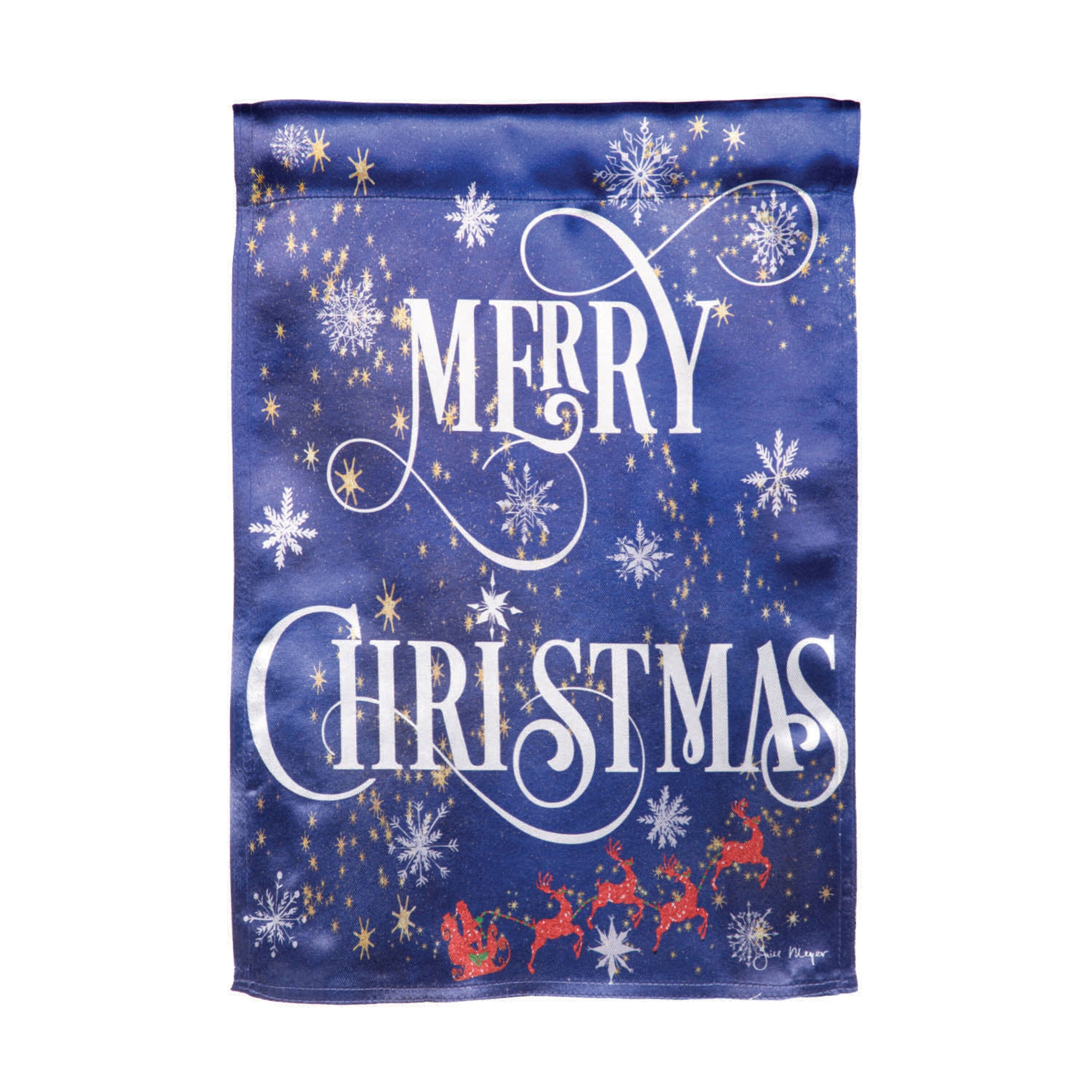 Merry Christmas Snowflake Lustre Garden Flag
