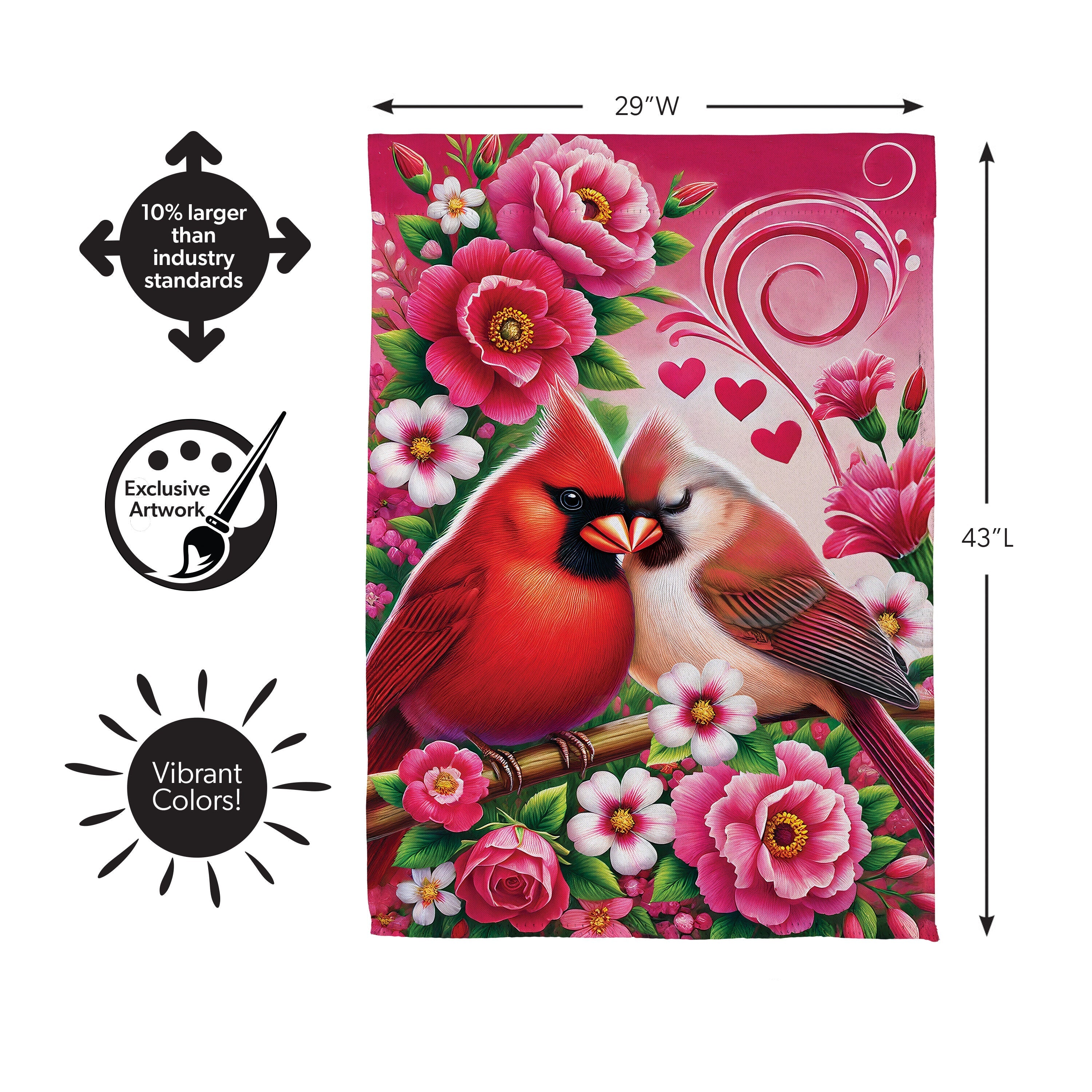 Cardinal Lovers Suede House Flag