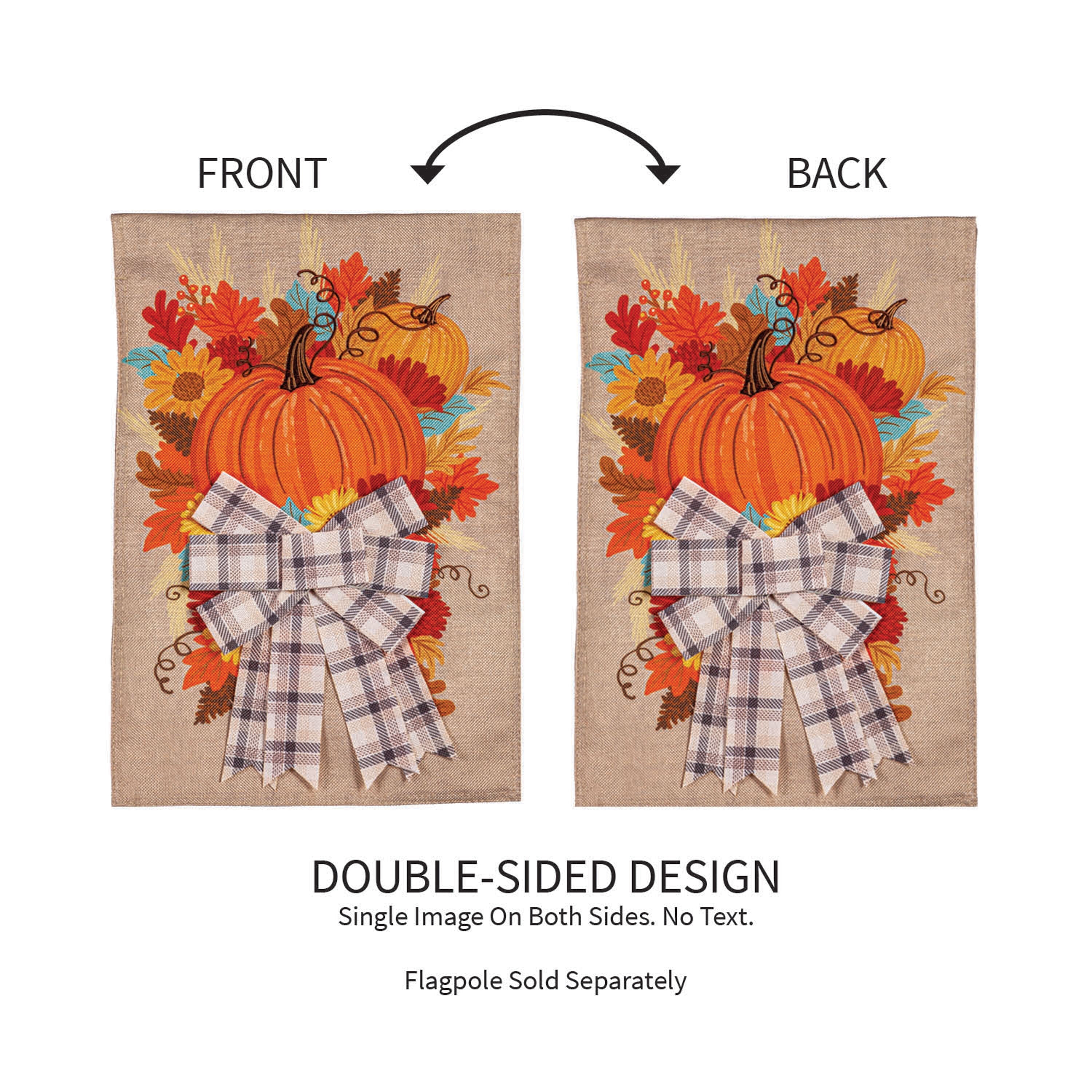 Pumpkin and Bow Garden Burlap Flag