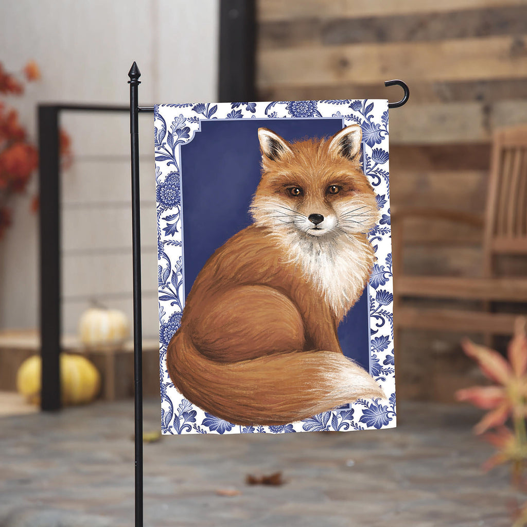 Orange Fox Applique Garden Flag