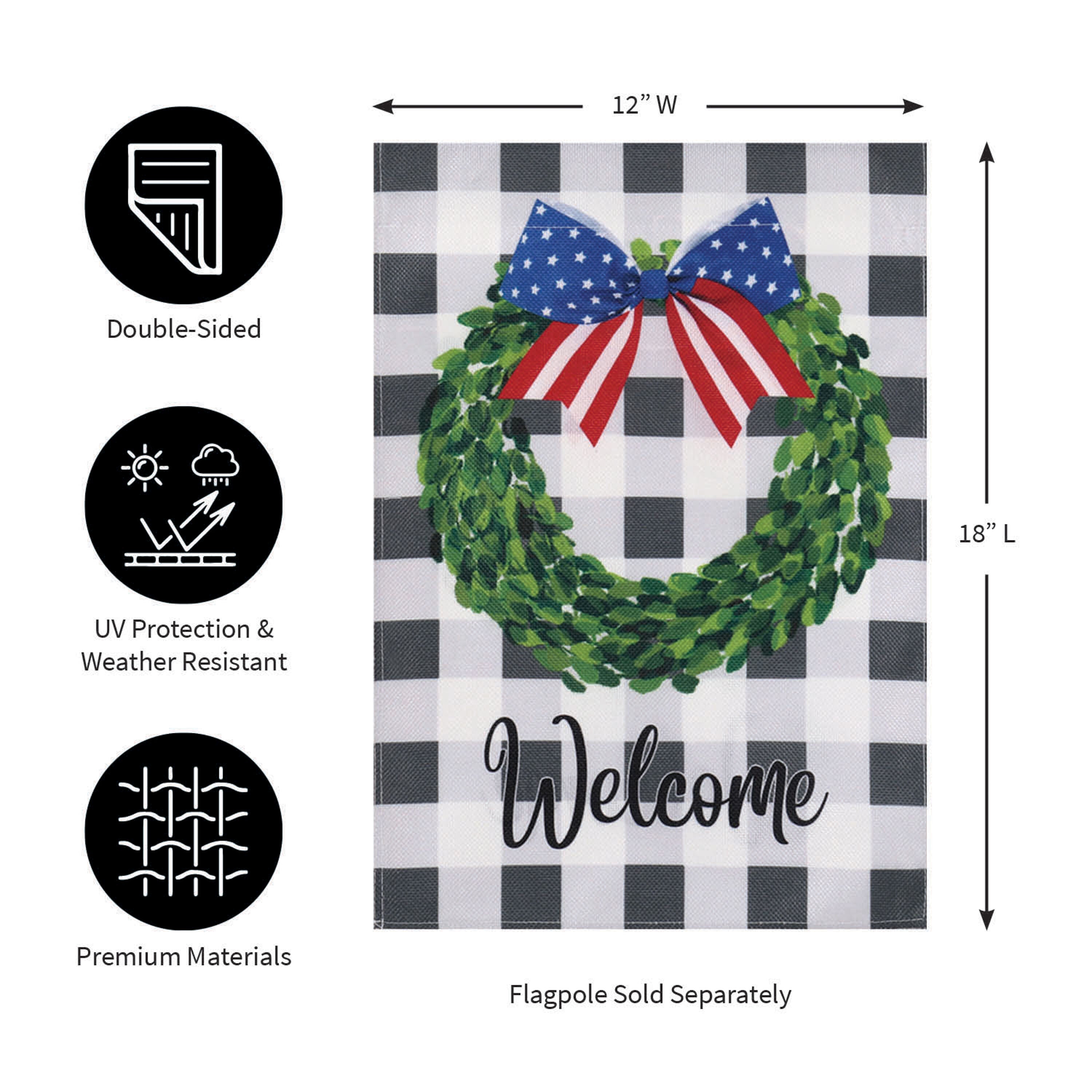 Boxwood Plaid Garden Burlap Flag
