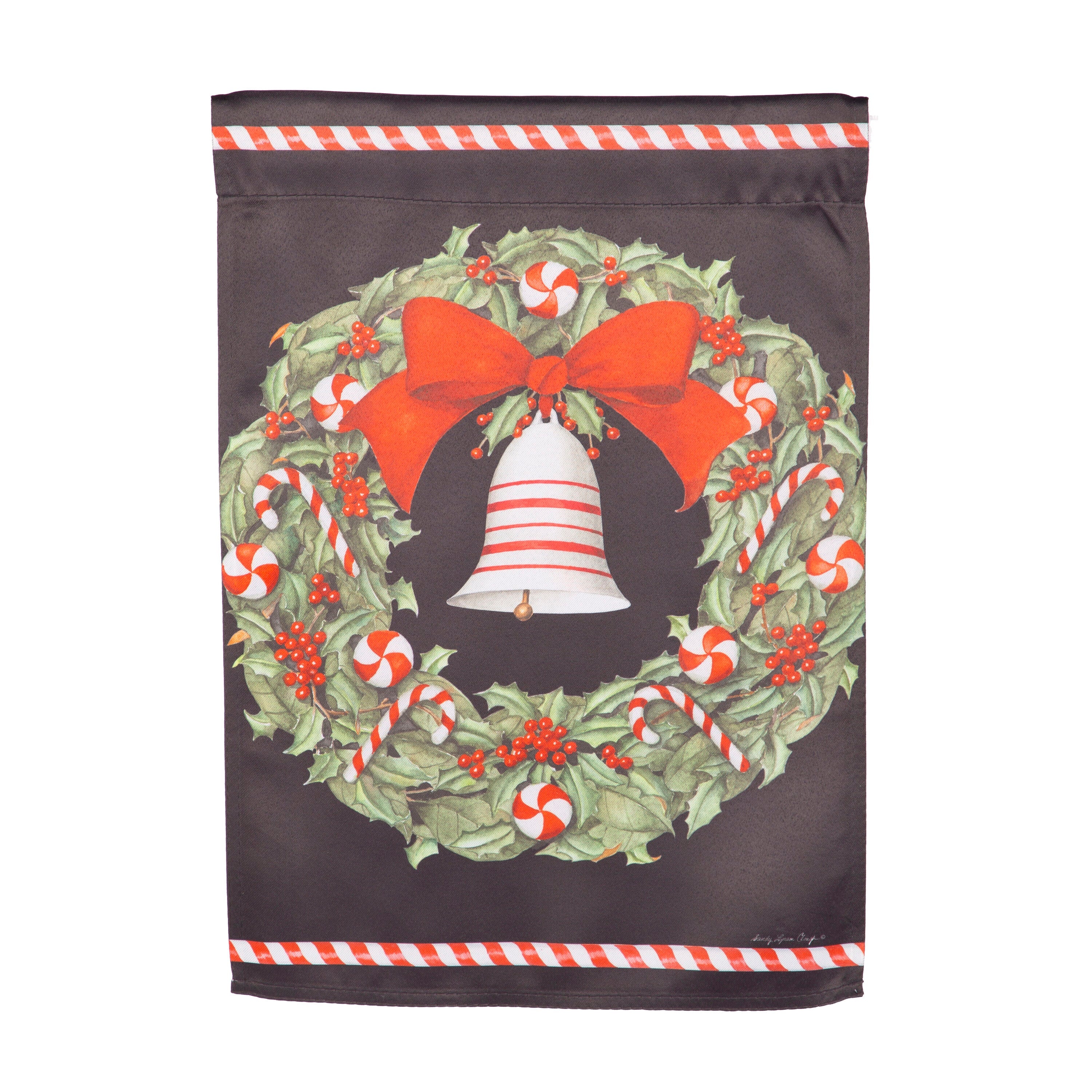 Christmas Bell and Wreath Suede Garden Flag