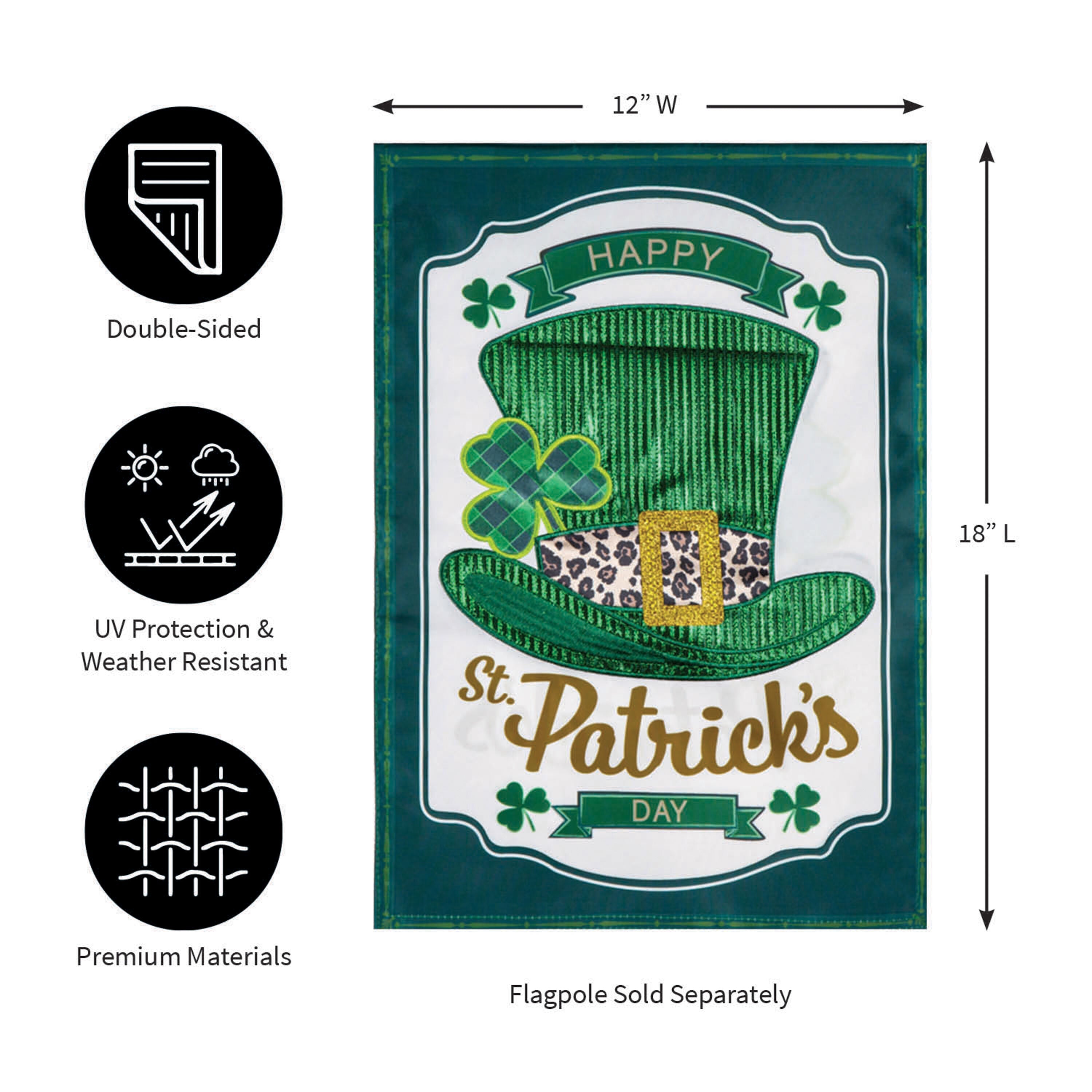 St. Patrick's Day Top Hat Applique Garden Flag