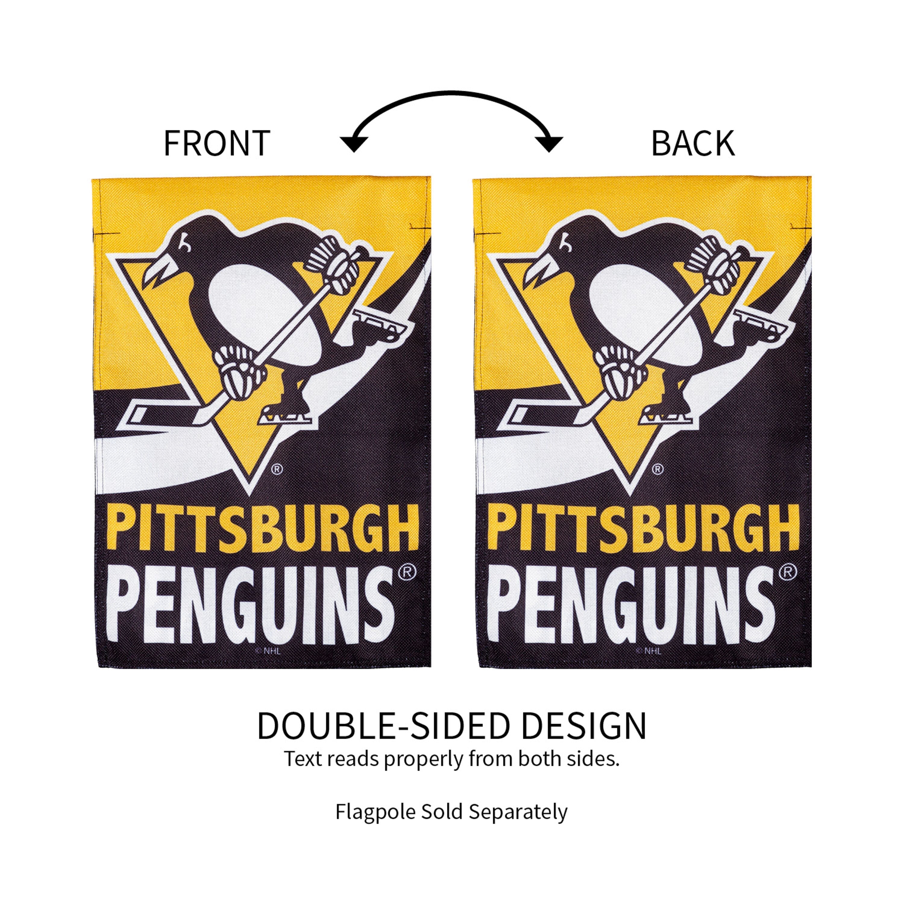 NHL Hockey Burlap Garden Flag, Pittsburgh Penguins