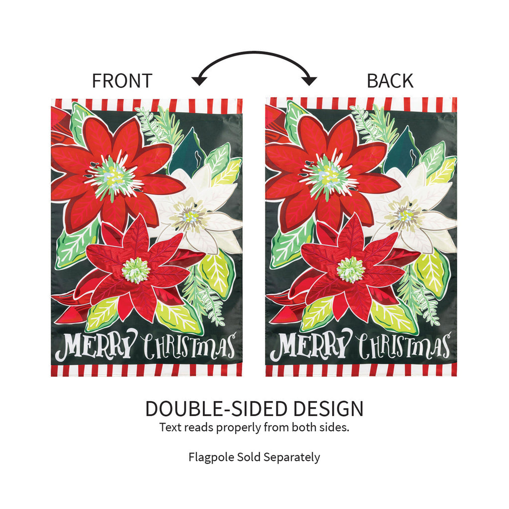 Holiday Poinsettia Applique House Flag