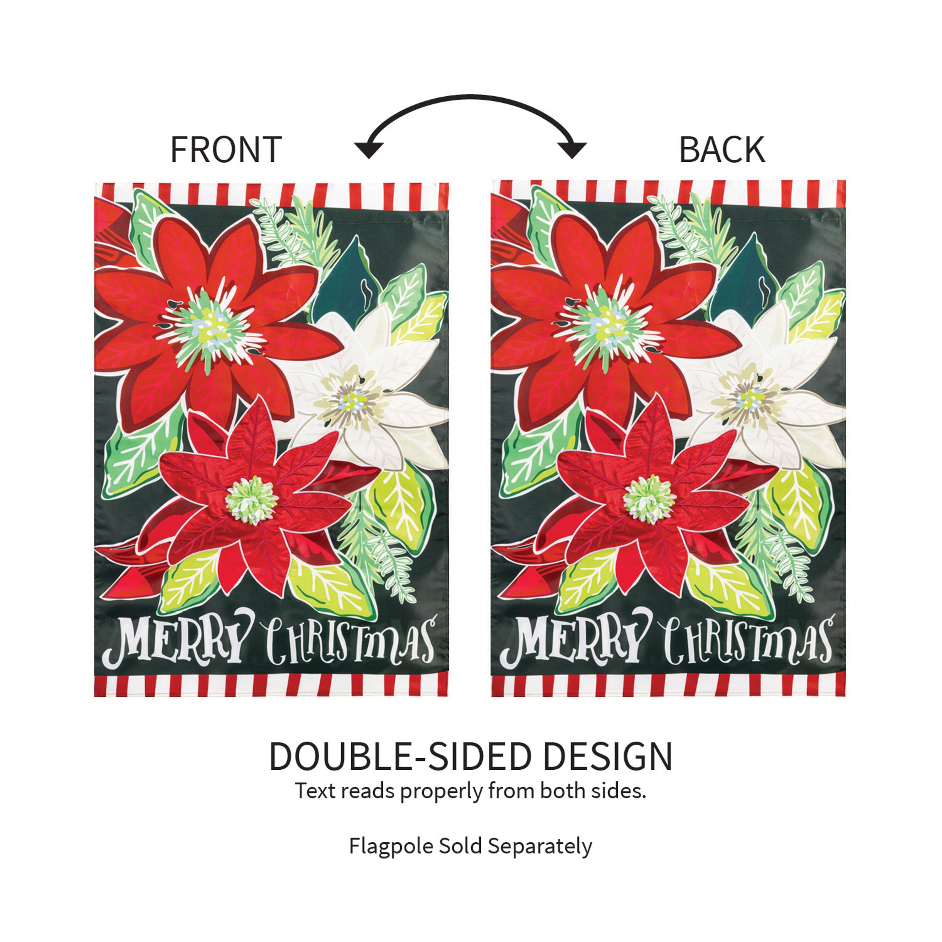 Holiday Poinsettia Applique House Flag
