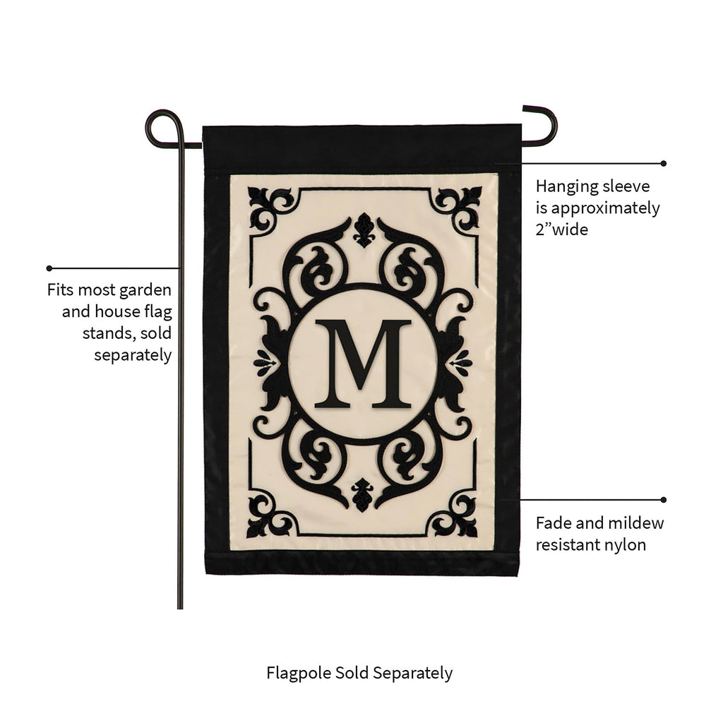 Cambridge Monogram Garden Applique Flag, Letter M