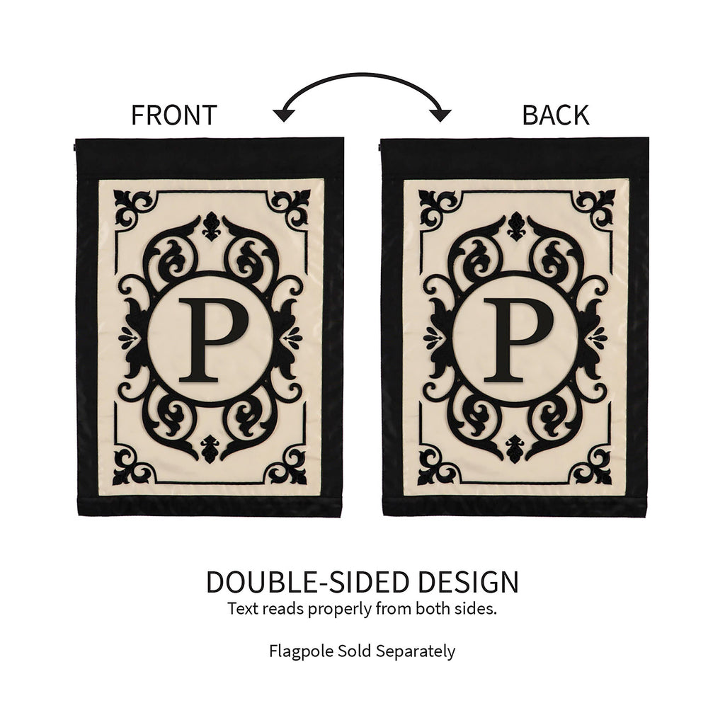 Cambridge Monogram Garden Applique Flag, Letter P