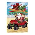 Santa Drive Golf Cart on Beach Applique Garden Flag