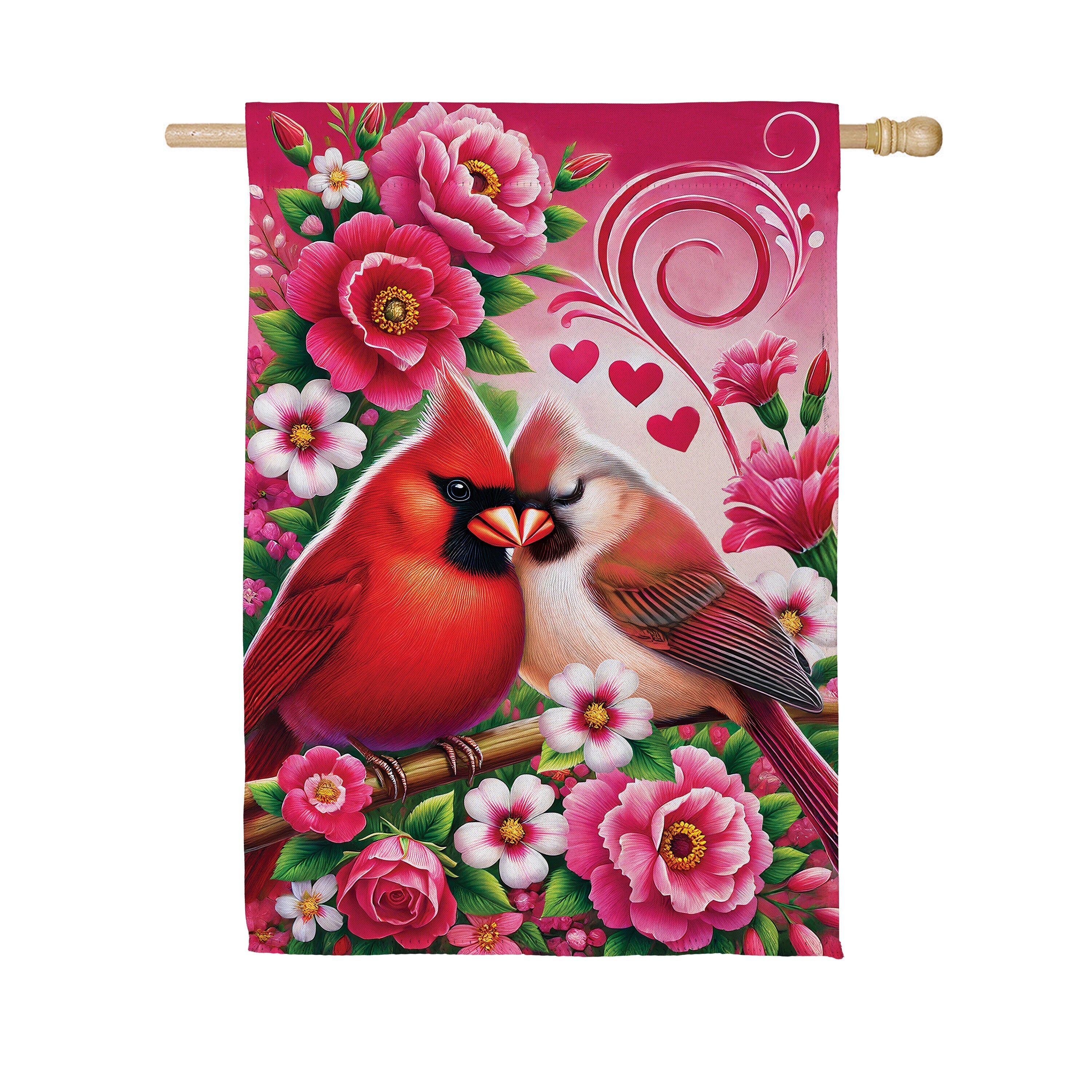 Cardinal Lovers Suede House Flag