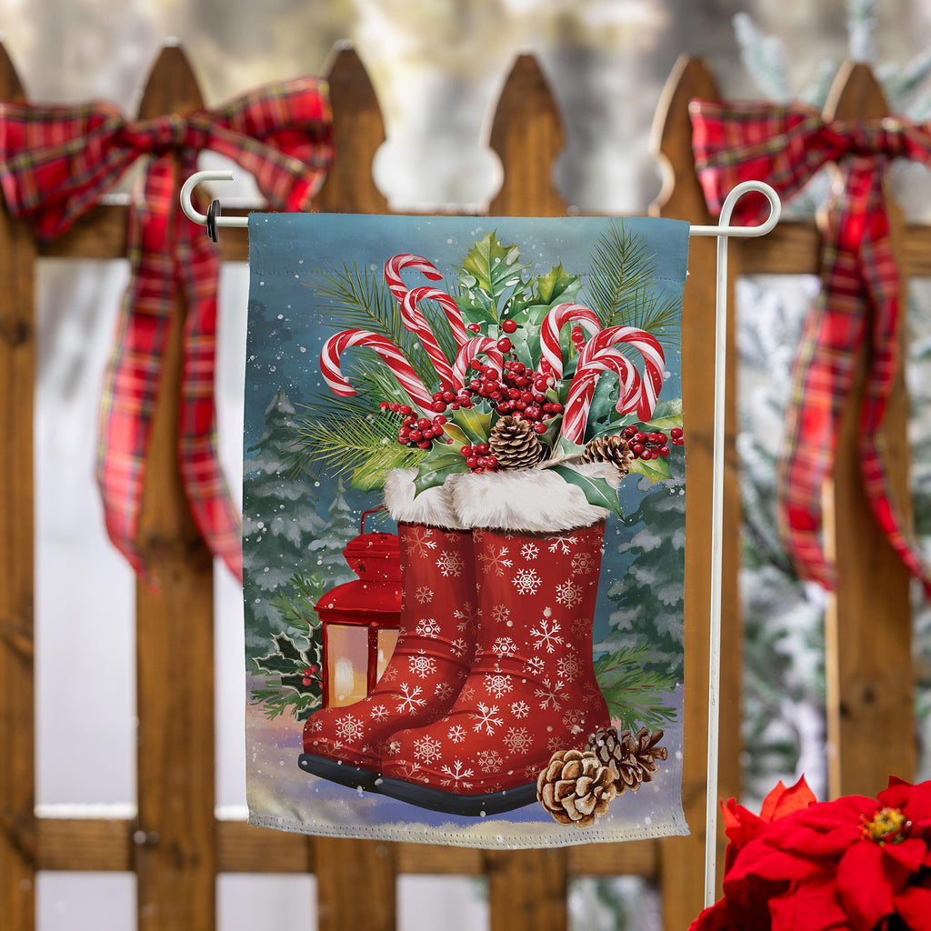 Winter Boots Suede Garden Flag