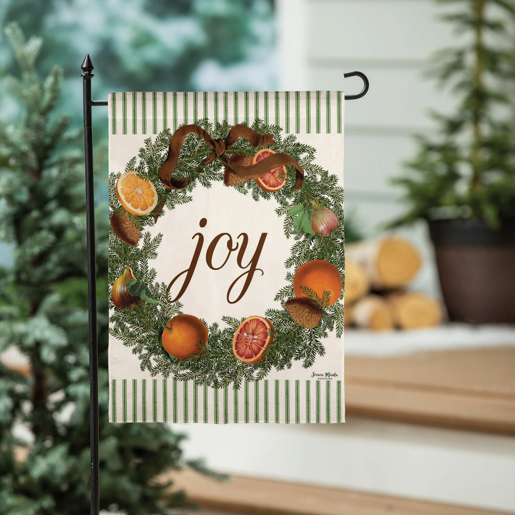 Joy Wreath Moire Garden Flag