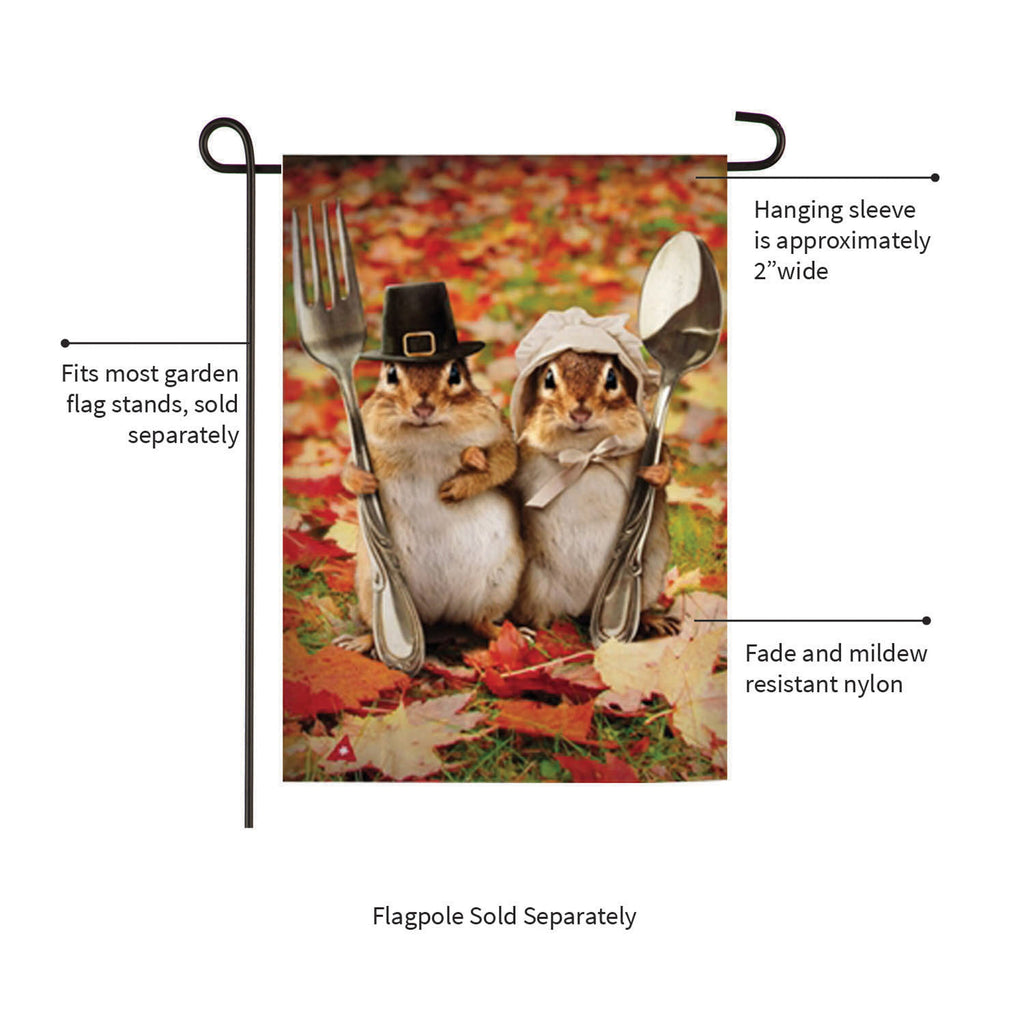 Thanksgiving Gothic Chipmunks Garden Satin Flag