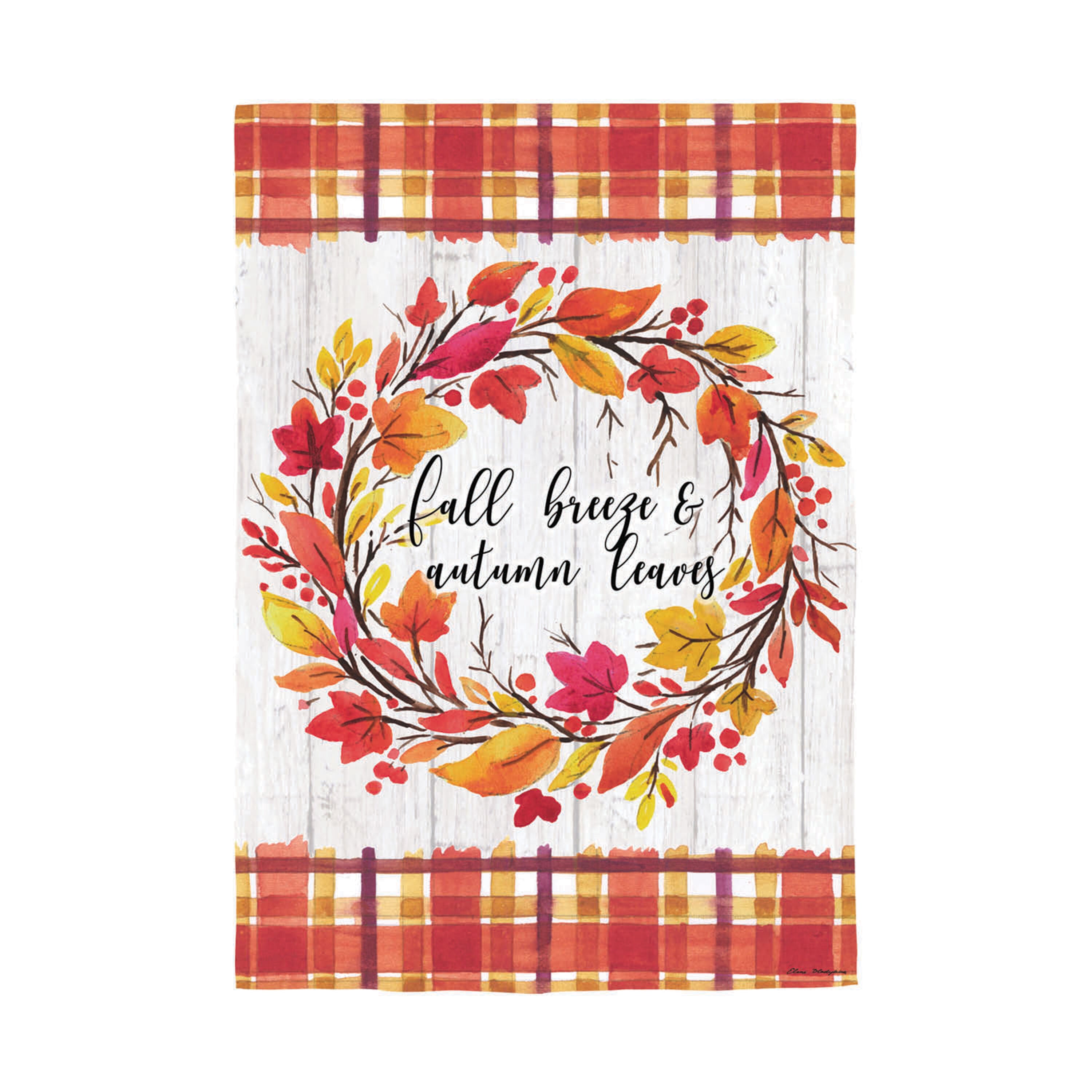 Fall Breeze and Autumn Leaves Moire Garden Flag