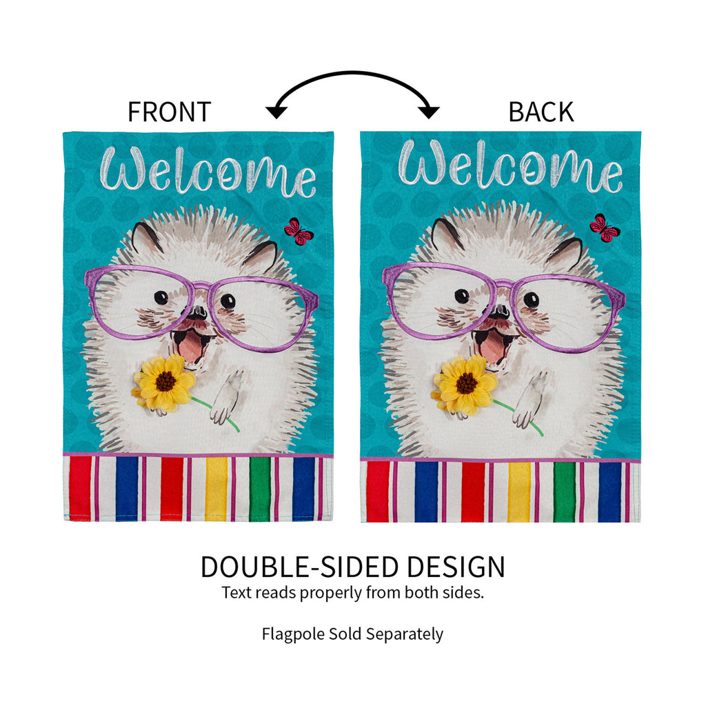 Hedgehog Pal Garden Linen Flag
