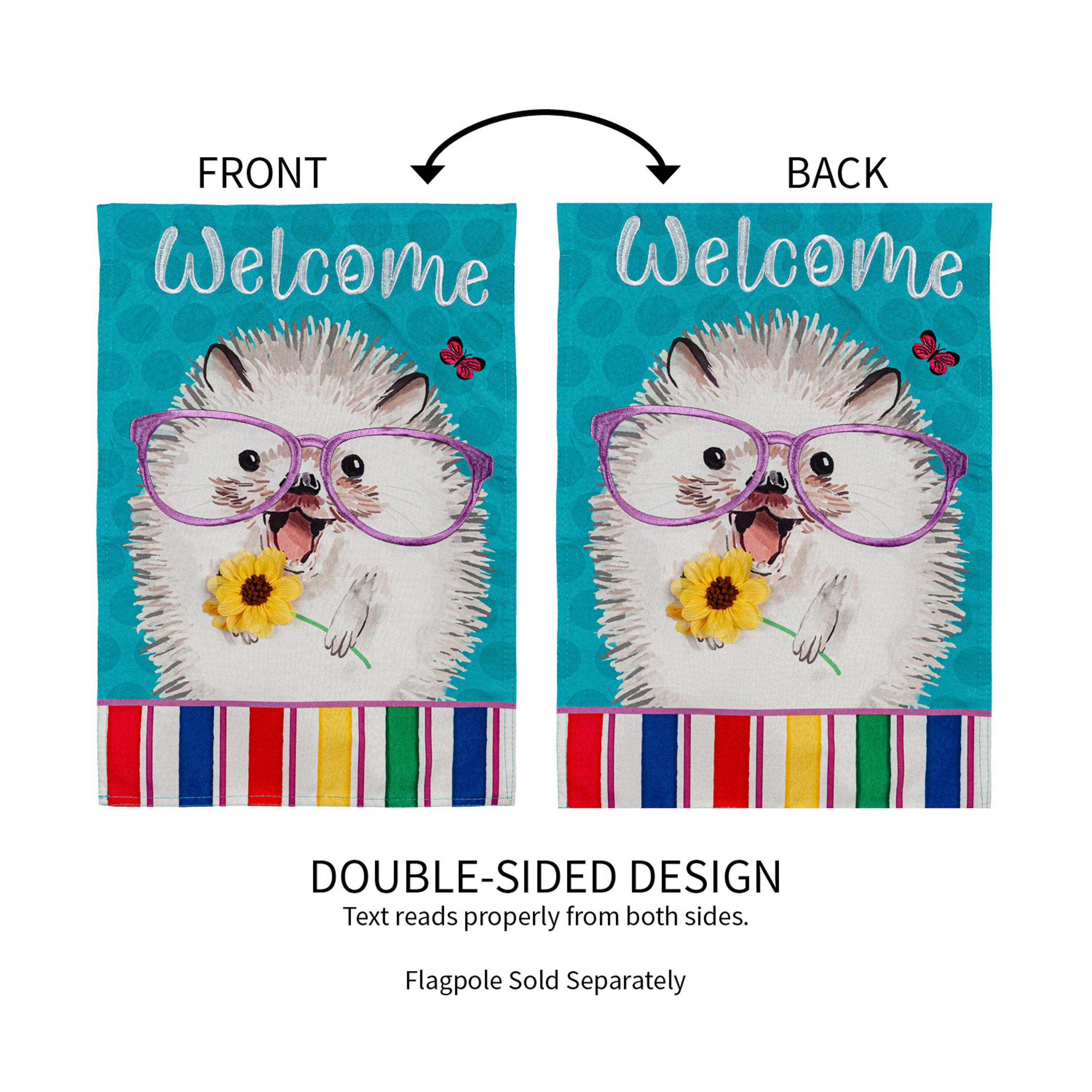 Hedgehog Pal Garden Linen Flag