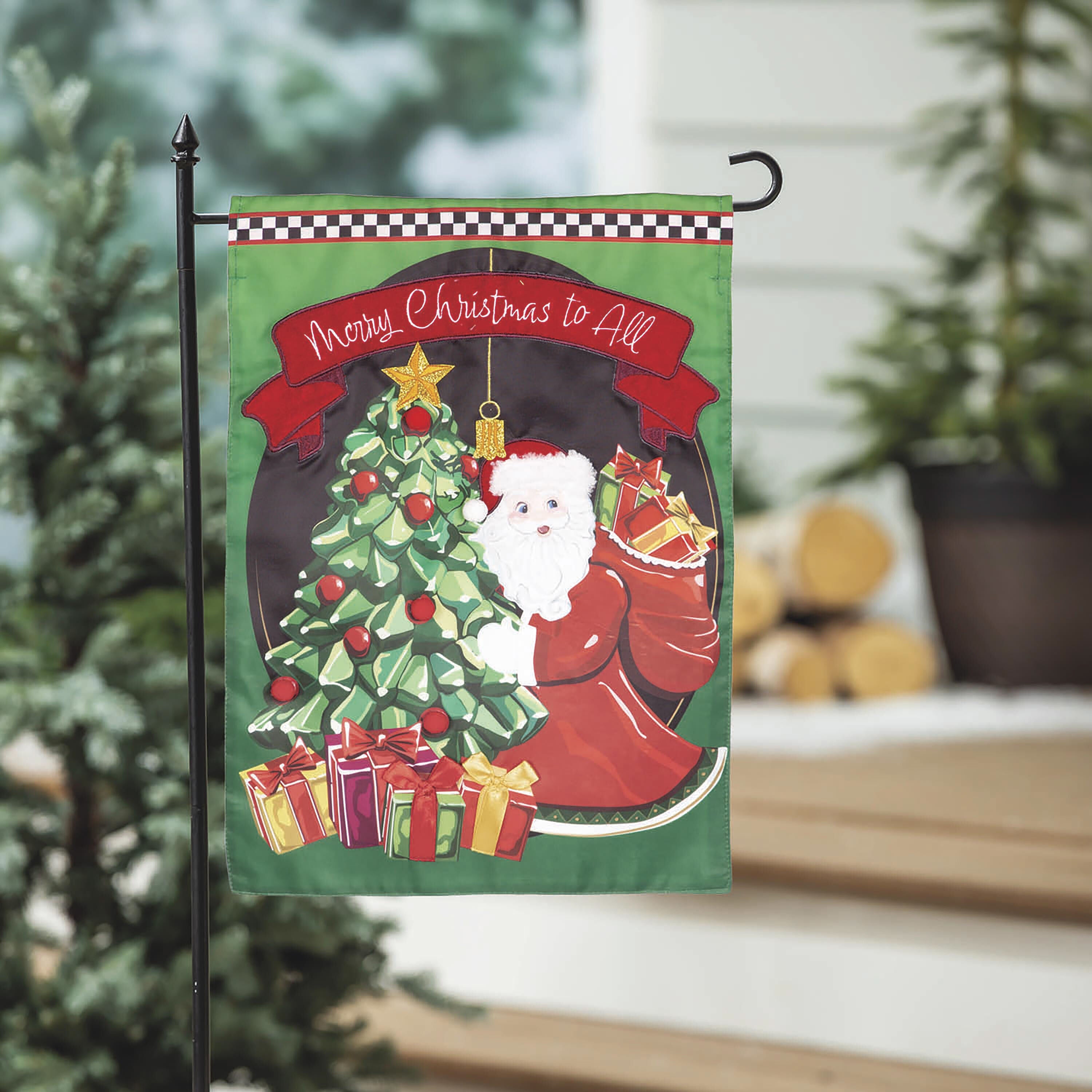 Jingle Bell Square Applique Garden Flag