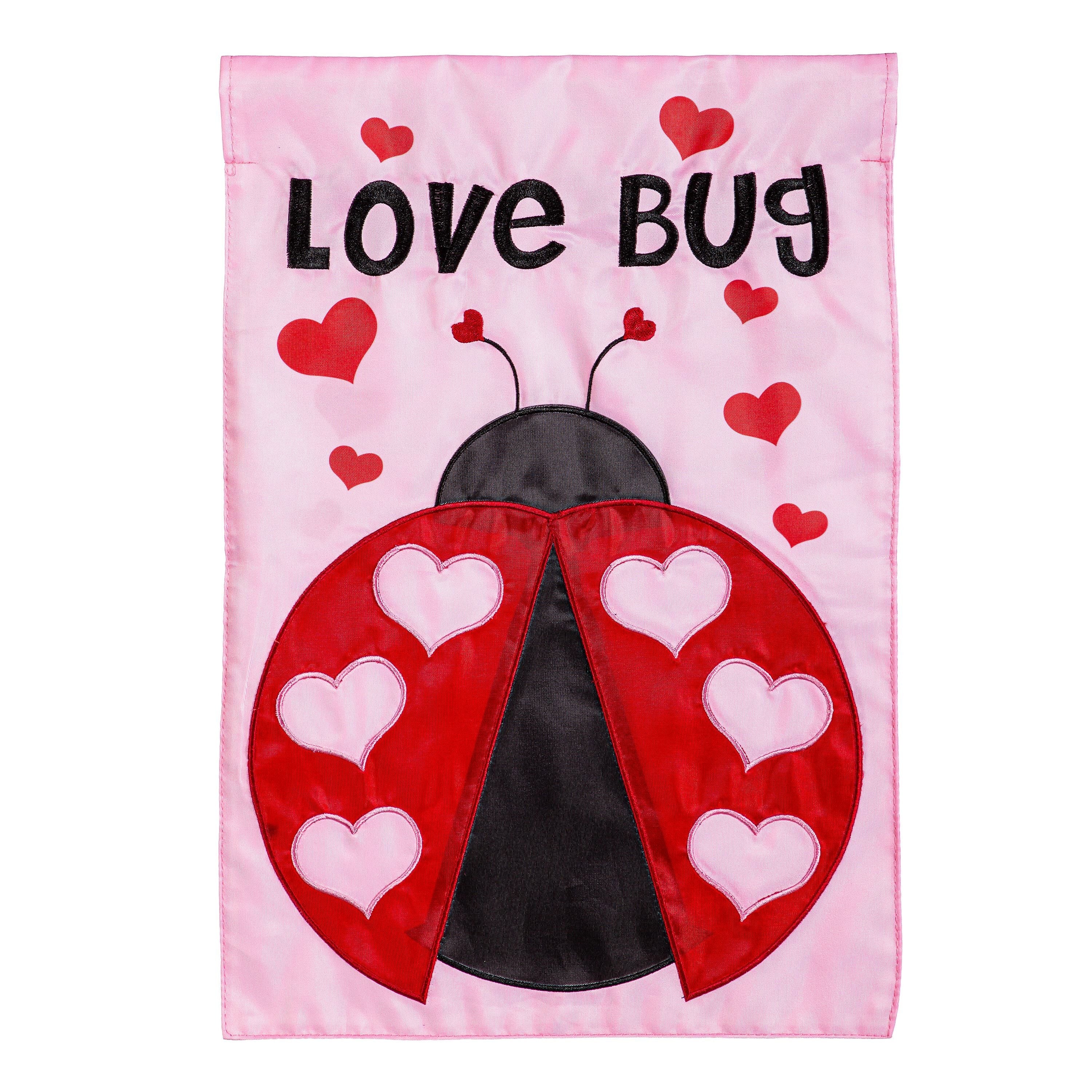 Love Bug Aplique Garden Flag