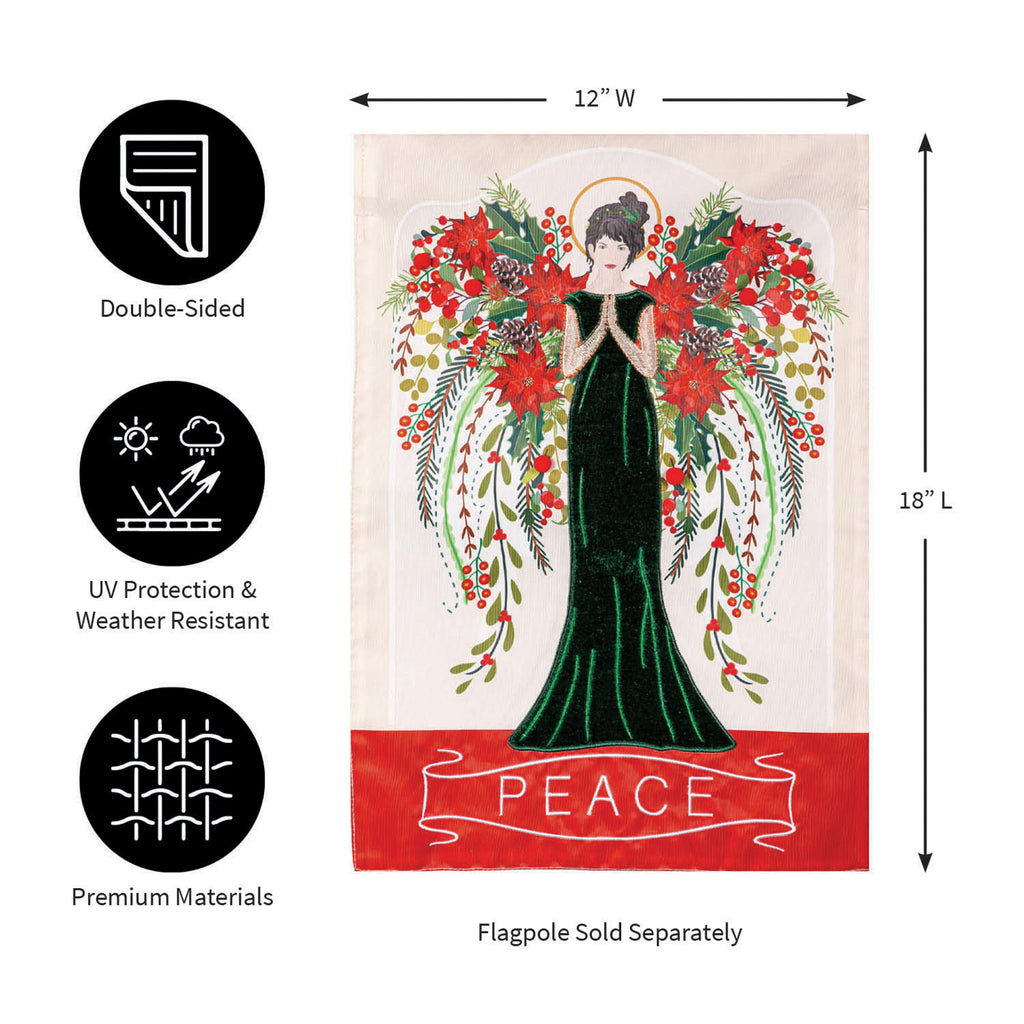 Floral Angel Applique Garden Flag
