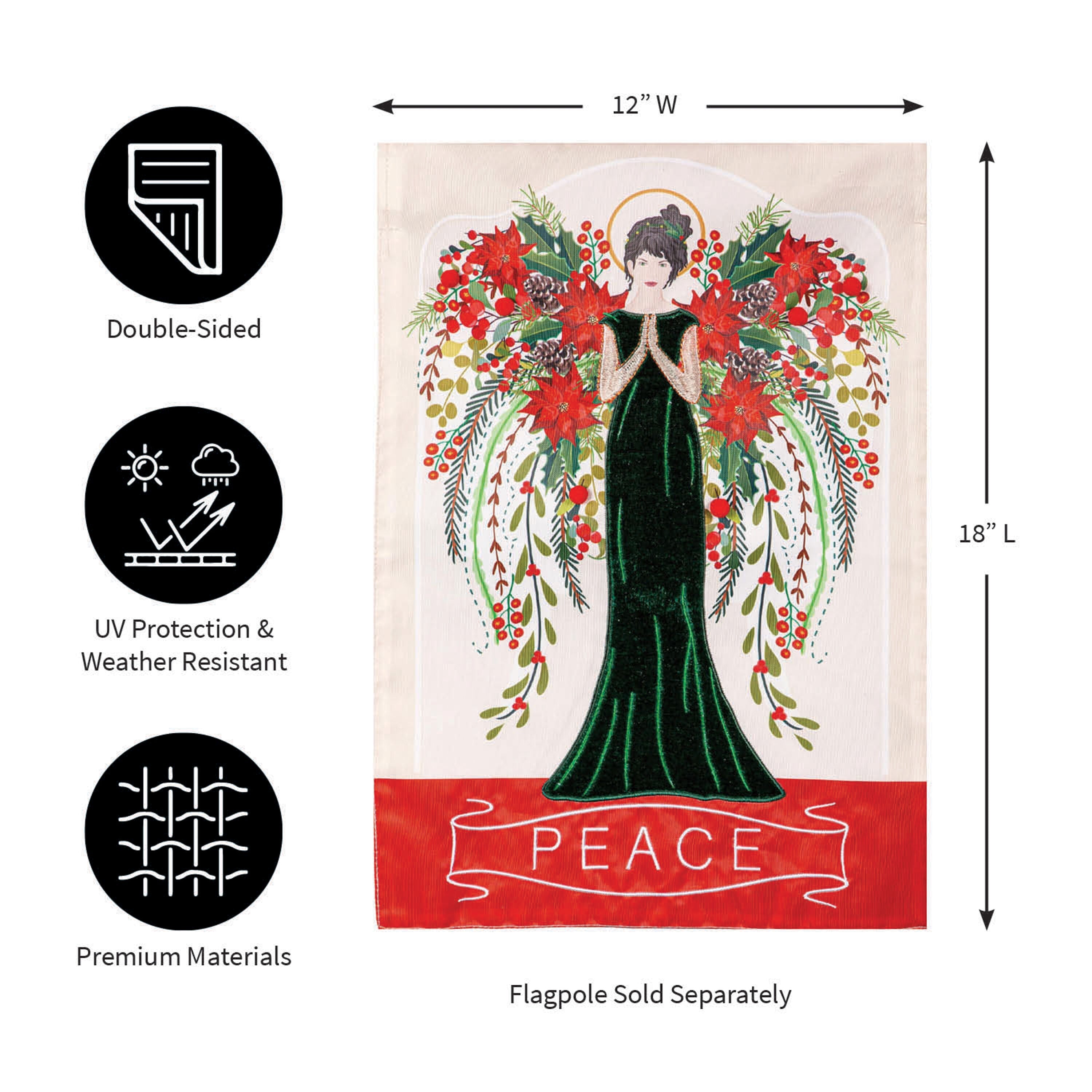 Floral Angel Applique Garden Flag