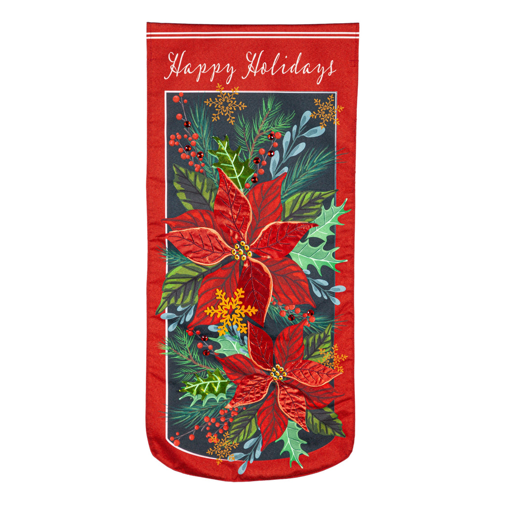 Happy Holidays Poinsettia Garden Flag