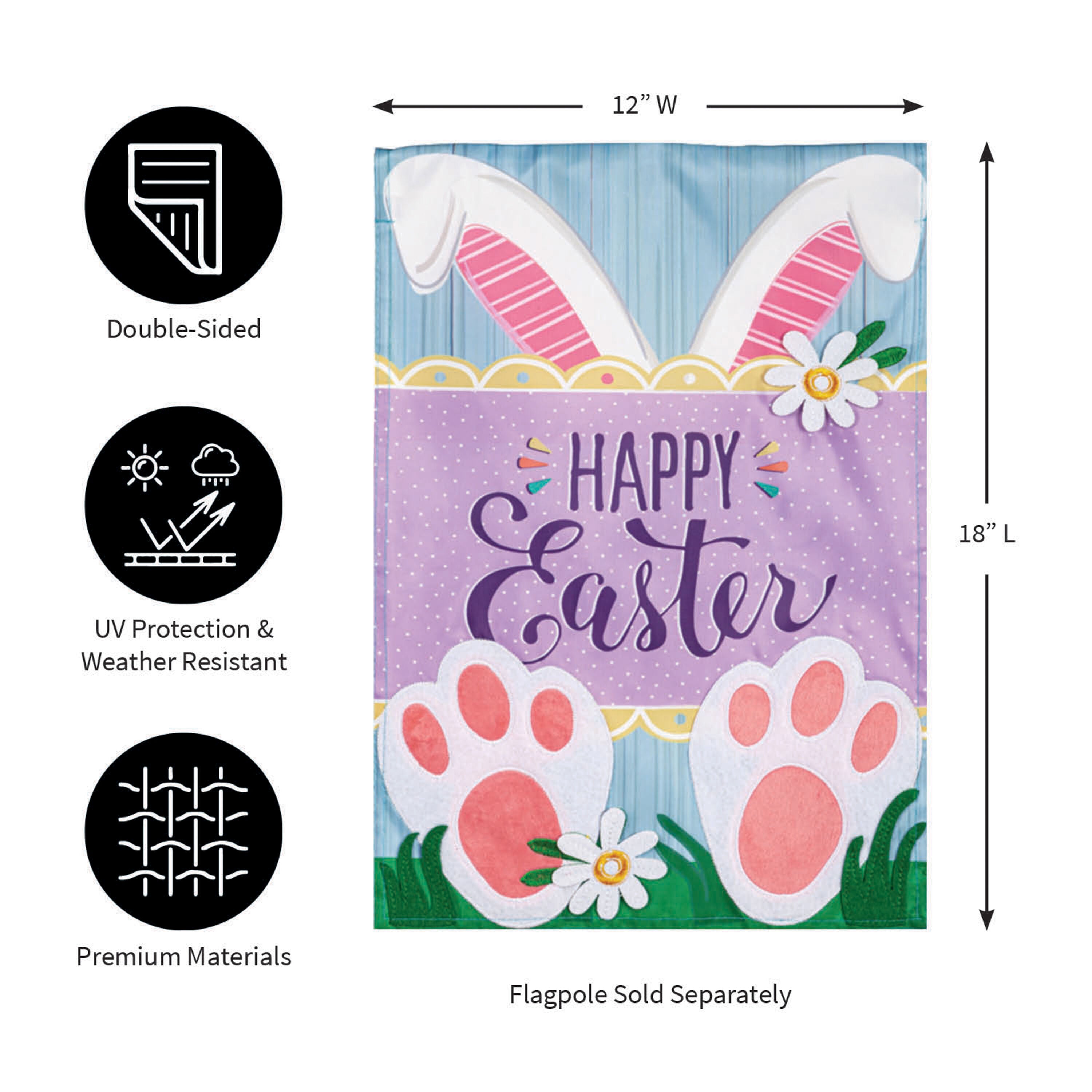 Happy Easter Bunny Applique Garden Flag
