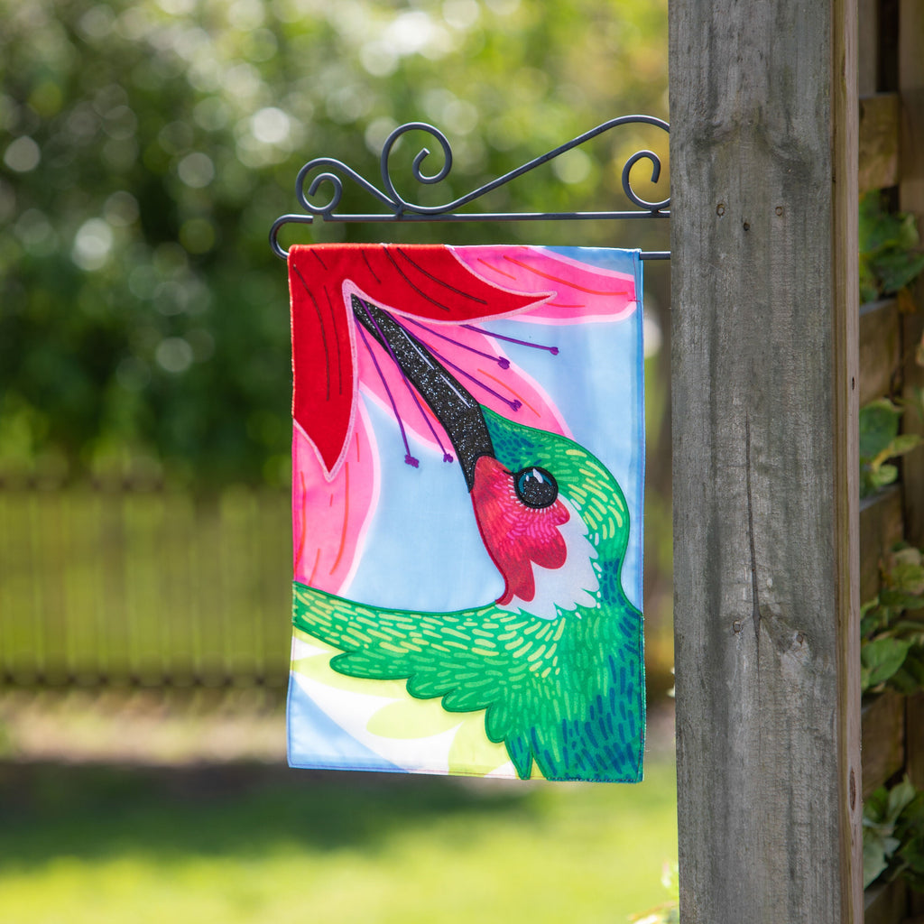 Big Hummingbird Applique Garden Flag