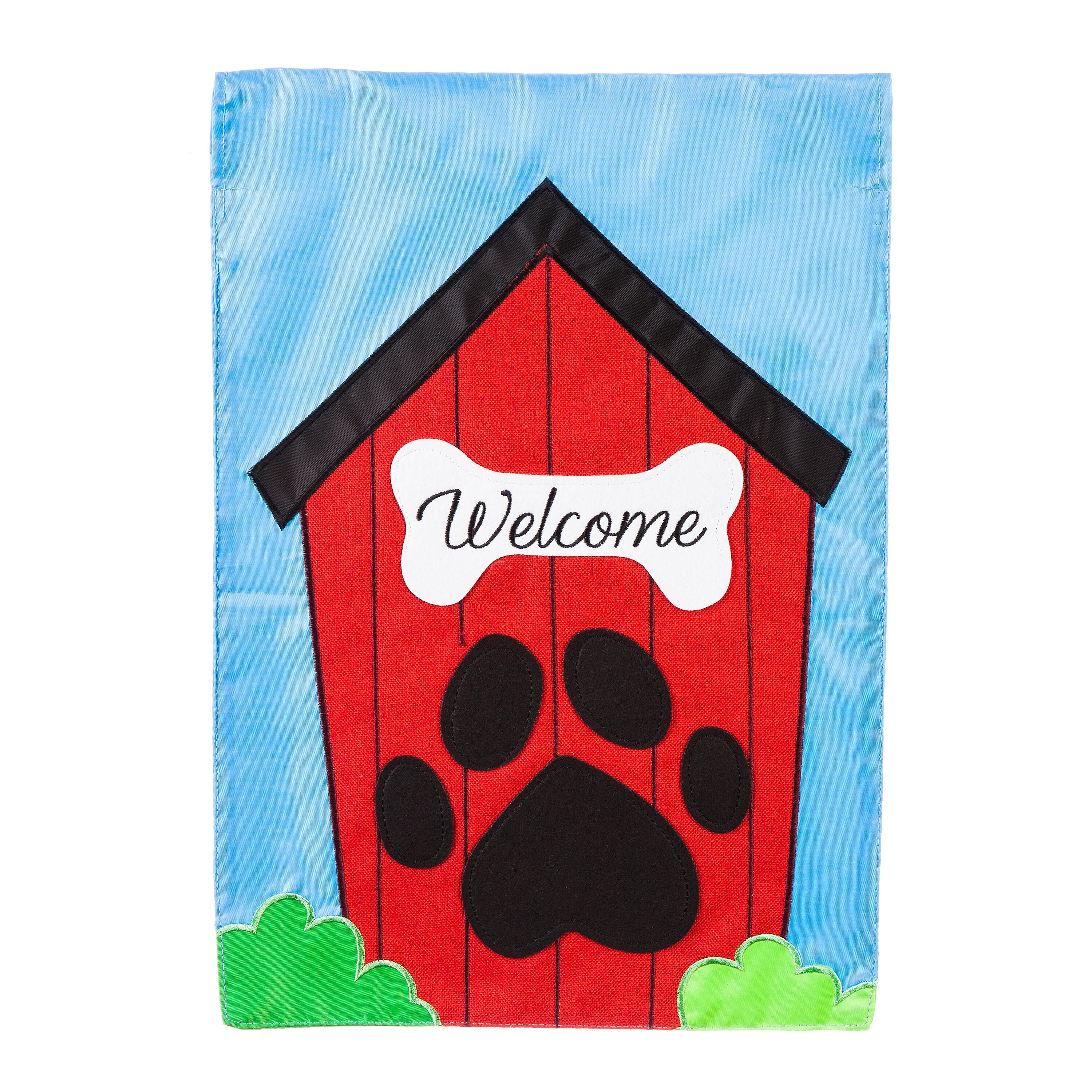 Welcome to the Dog House Garden Applique Flag