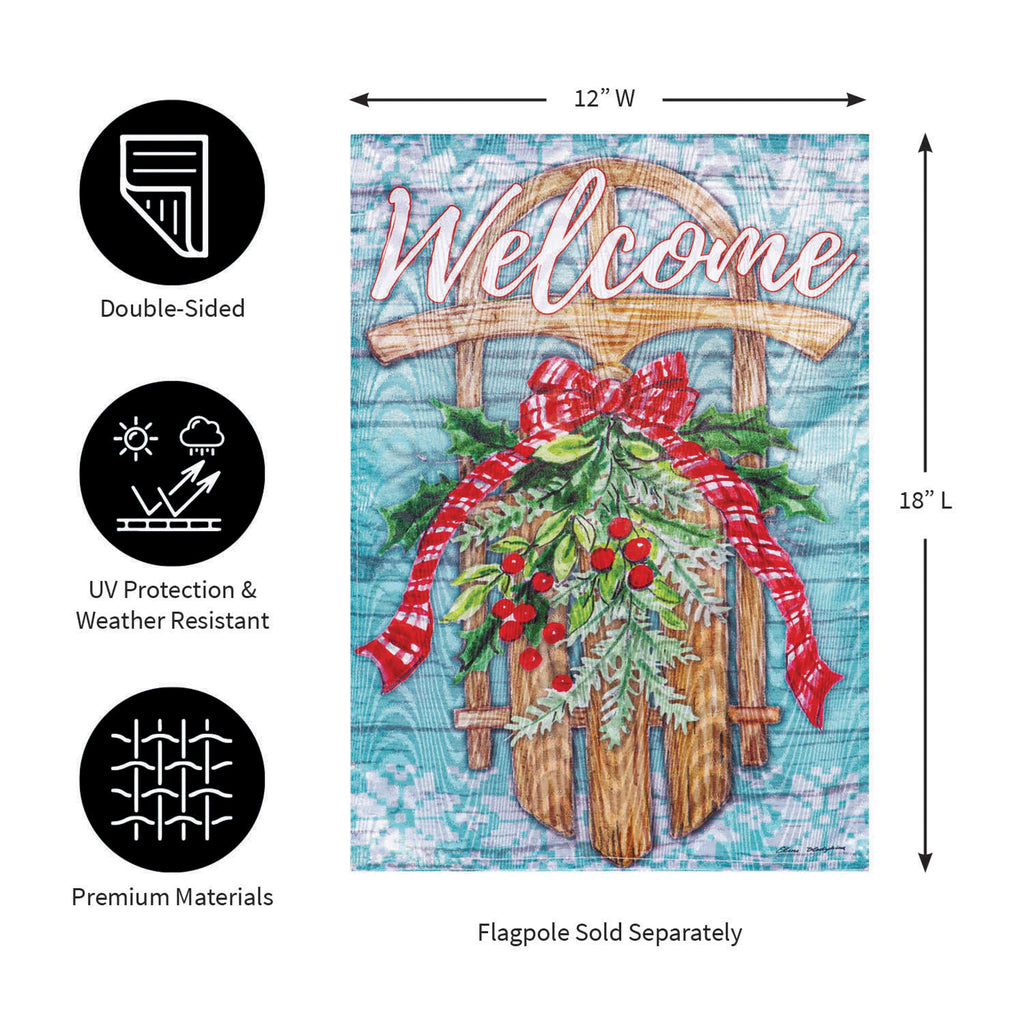 Welcome Sled Moire Garden Flag