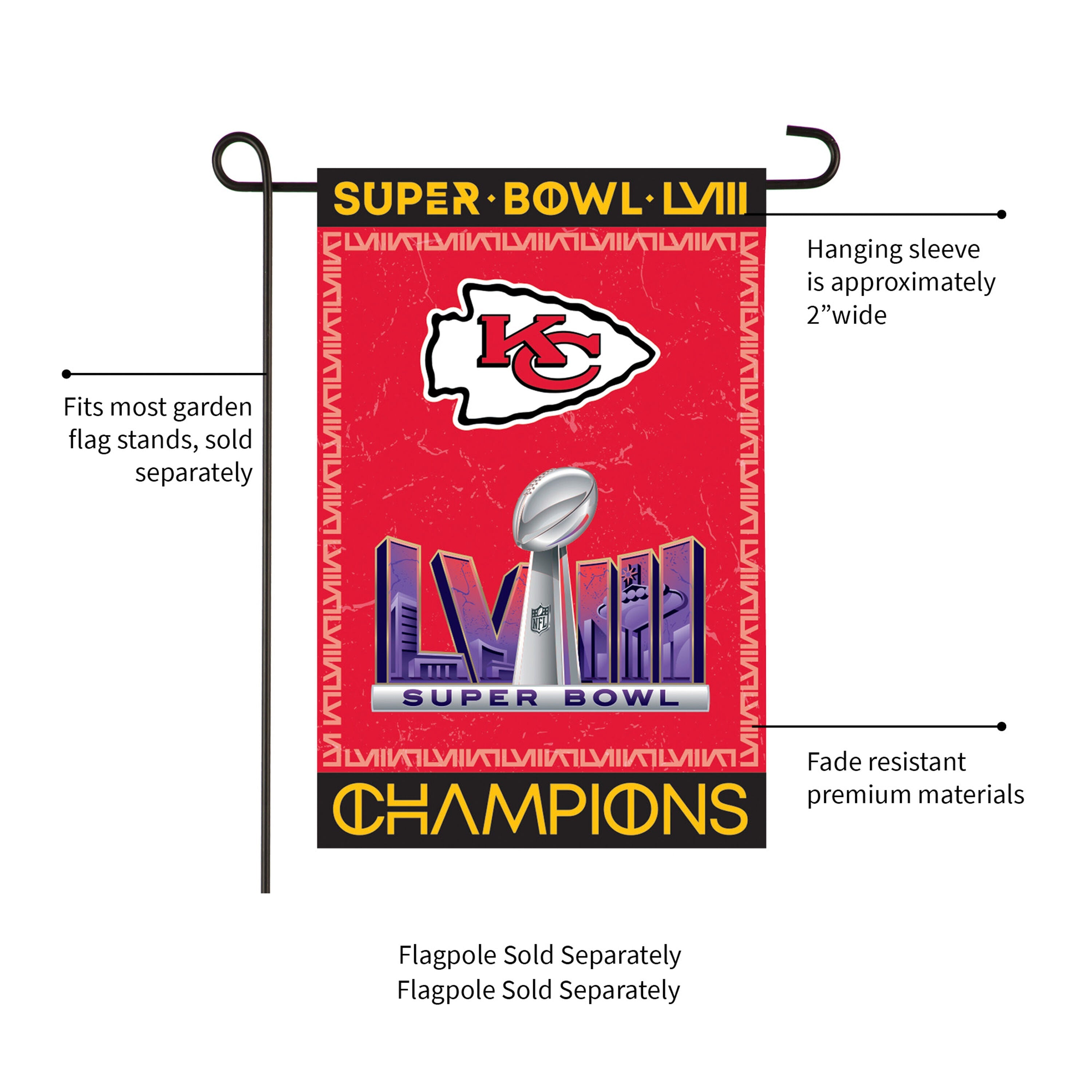 Kansas City Chiefs SB58 Champions Embossed Suede Flag