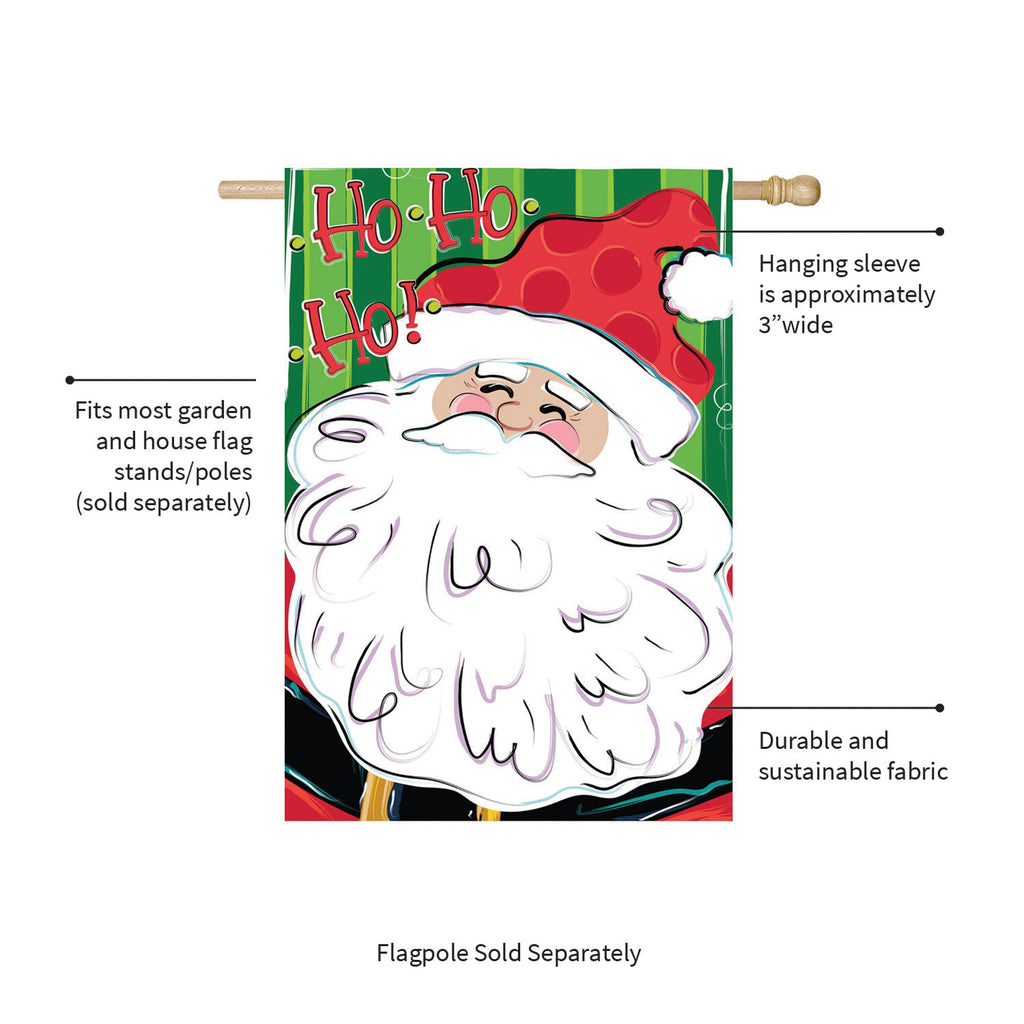Ho Ho Ho Santa Applique House Flag