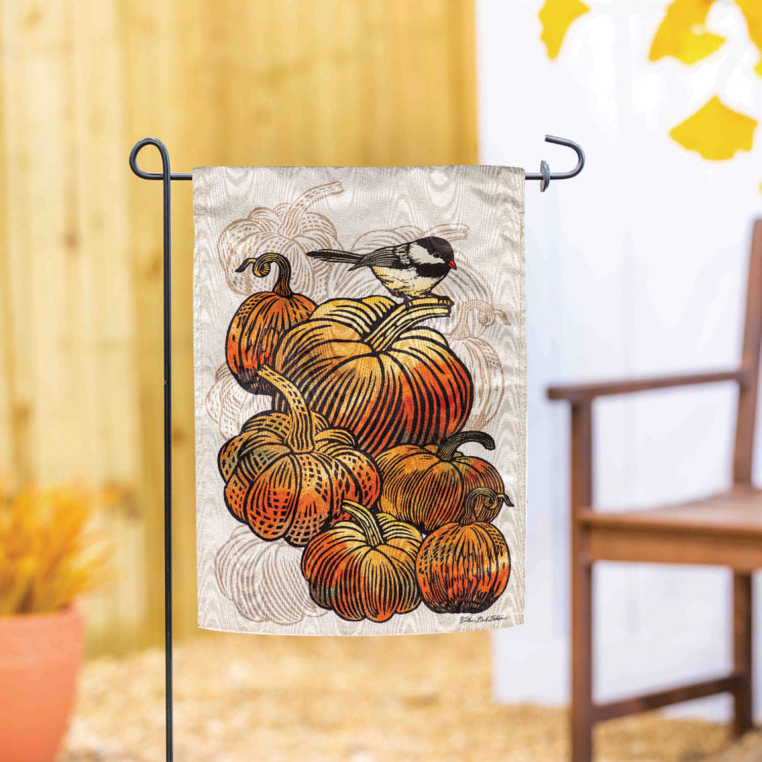Beautiful Pumpkins Moire Garden Flag