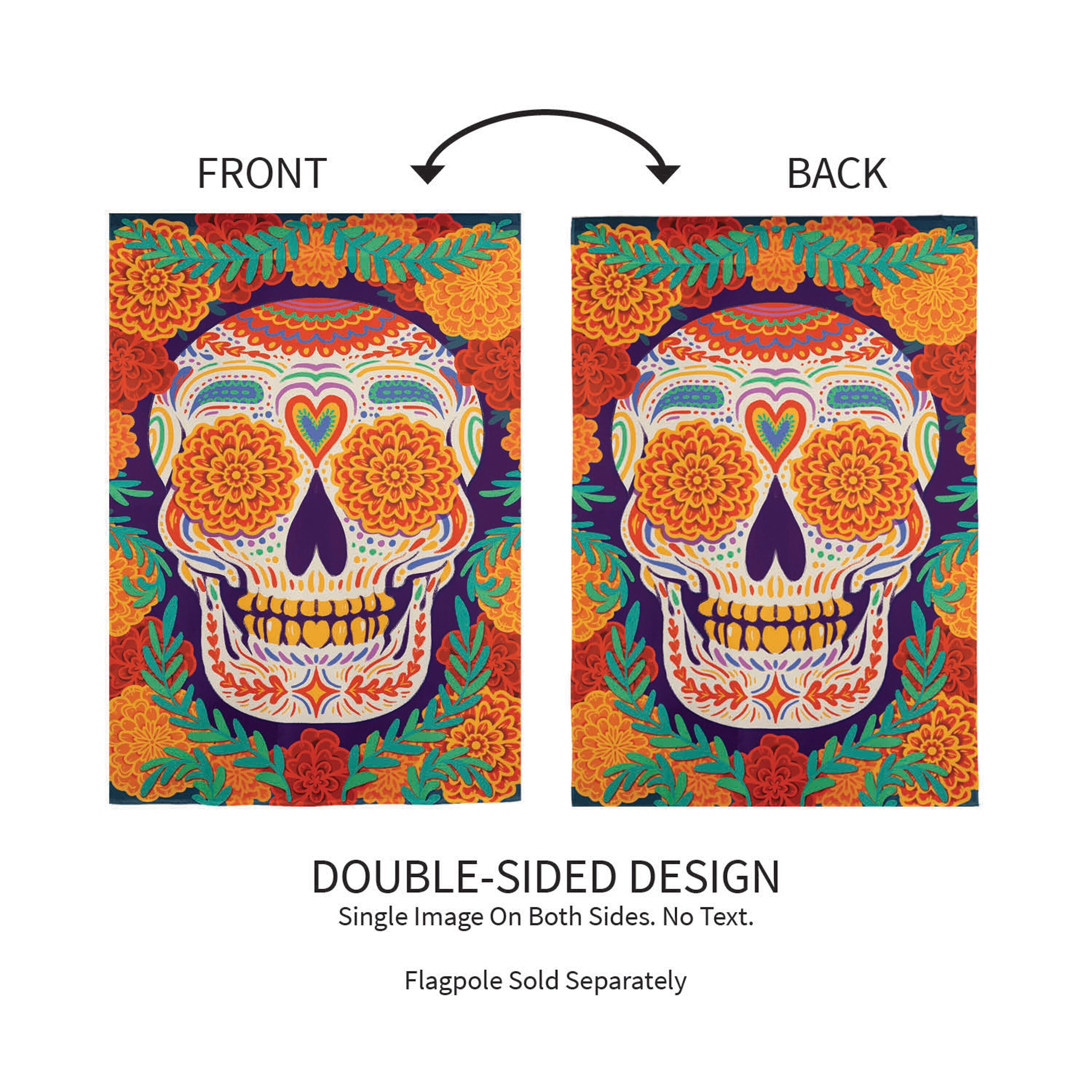 Day of the Dead Skull Burlap Garden Flag