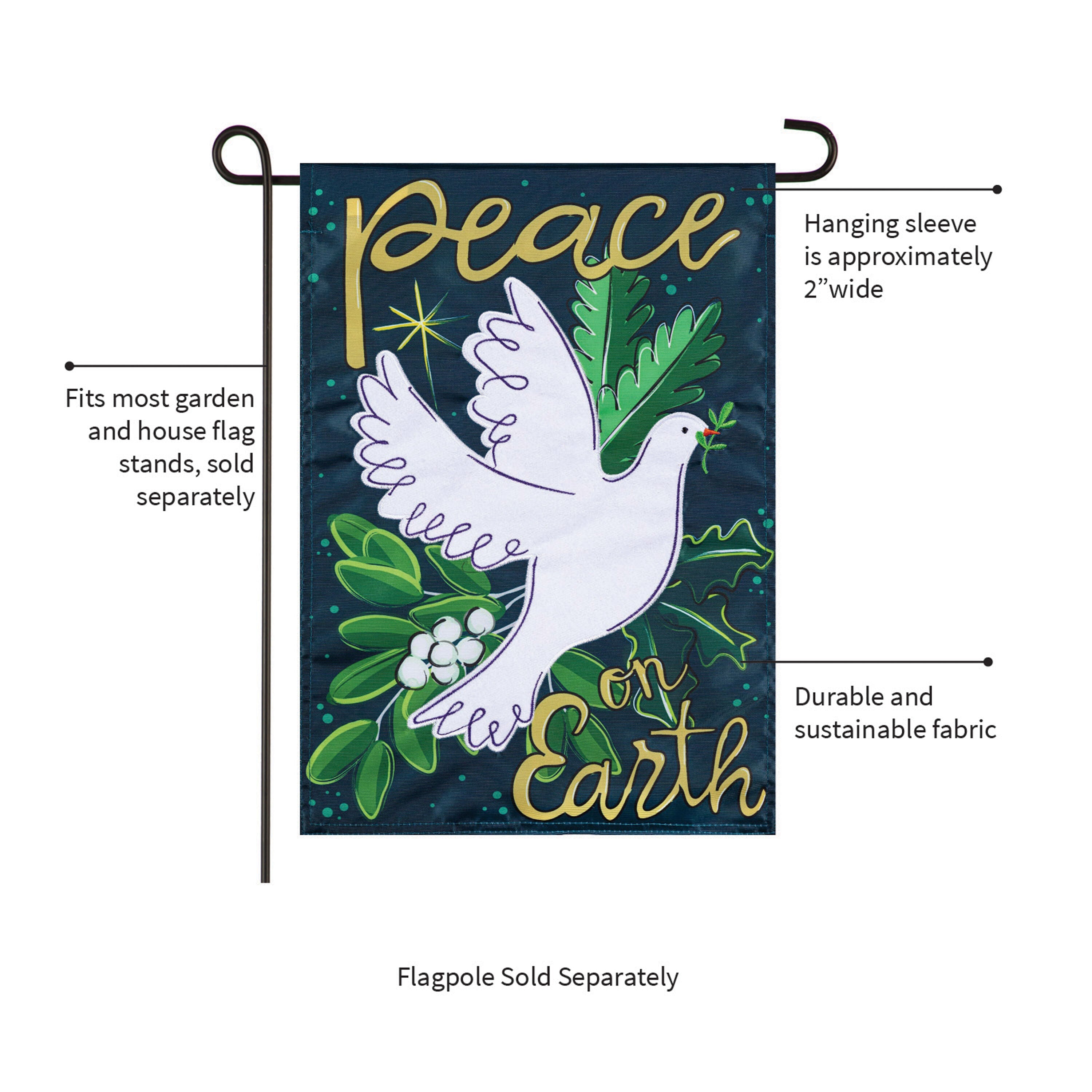 Peace On Earth Applique Garden Flag