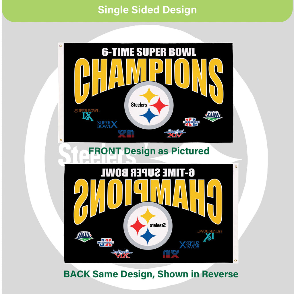 Pittsburgh Steelers 6X Superbowl Champions Football 3x5 Flag