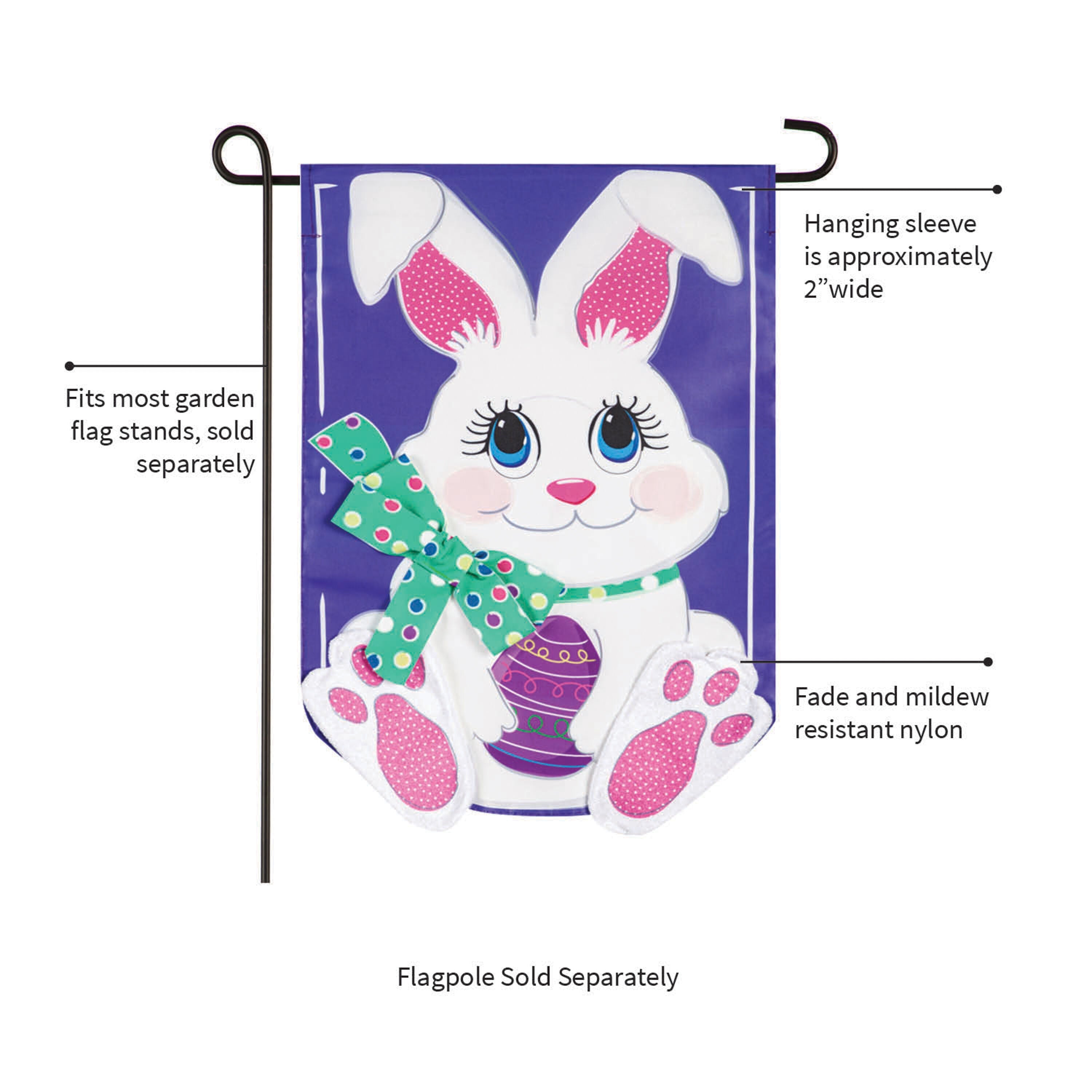 Easter Bunny Applique Garden Flag