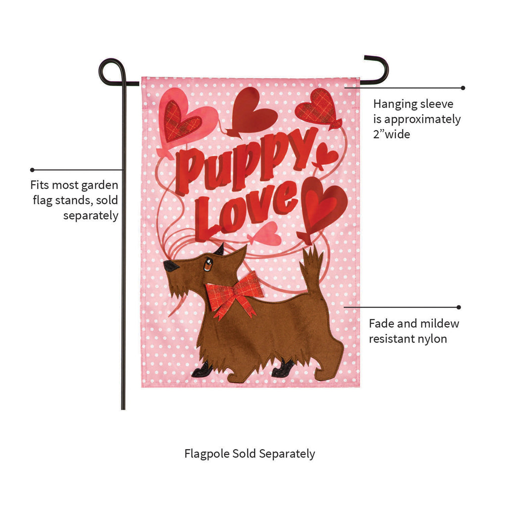 Puppy Love Applique Garden Flag