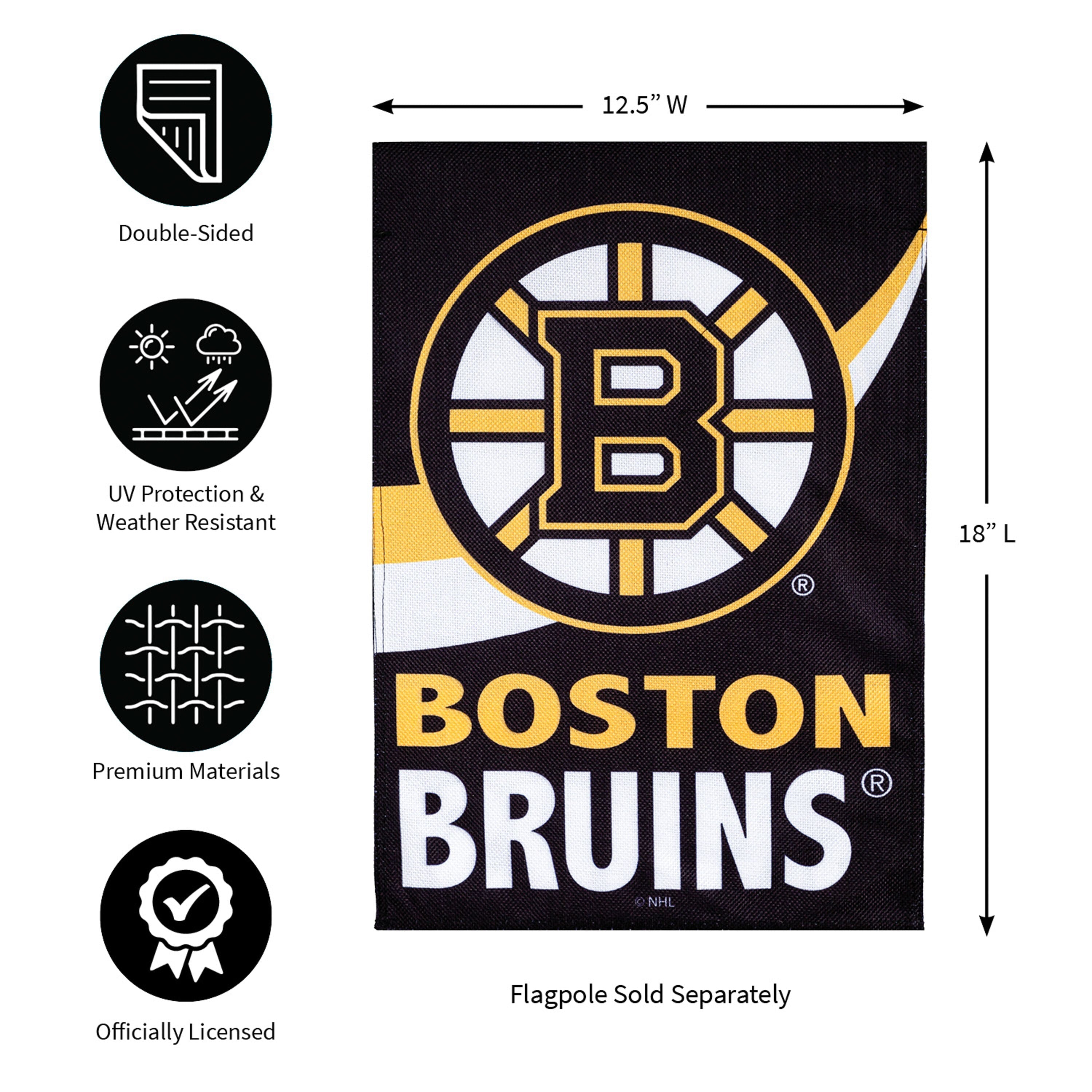 NHL Hockey Burlap Garden Flag, Boston Bruins