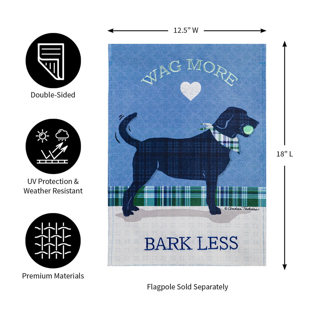 Wag More, Bark Less Garden Burlap Flag
