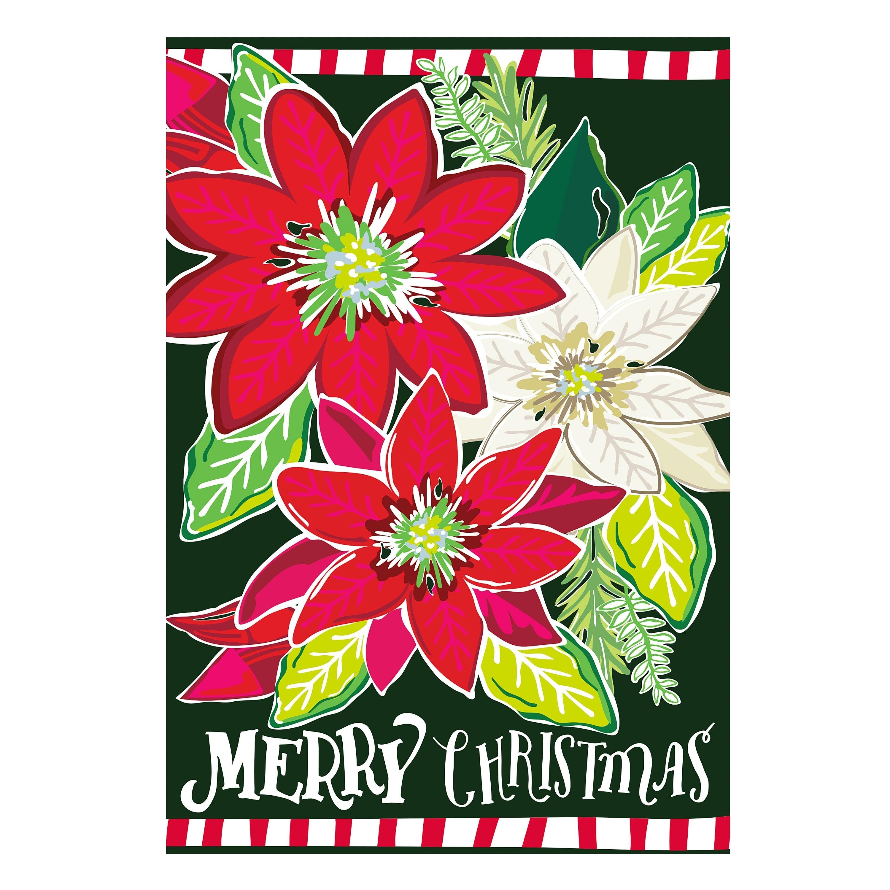 Holiday Poinsettia Applique House Flag