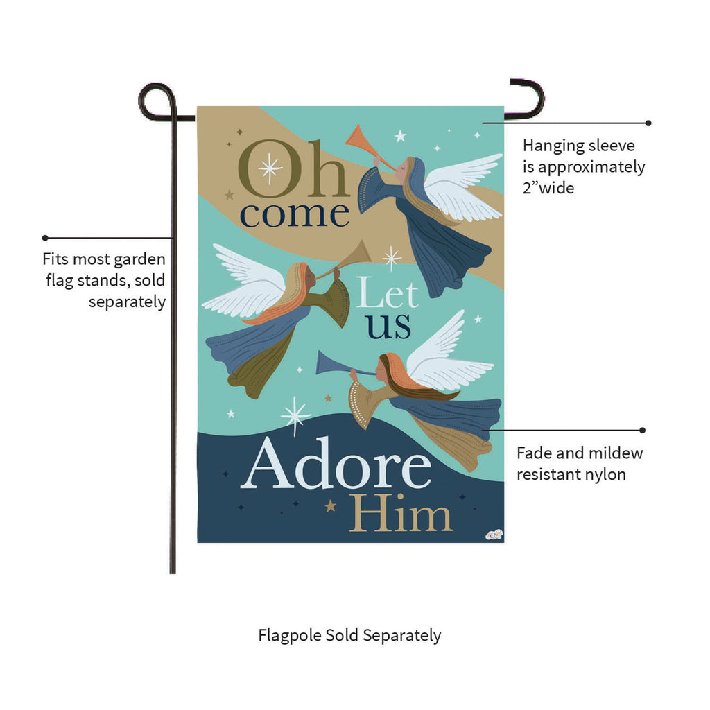 Oh Come Let Us Adore Him Suede Garden Flag