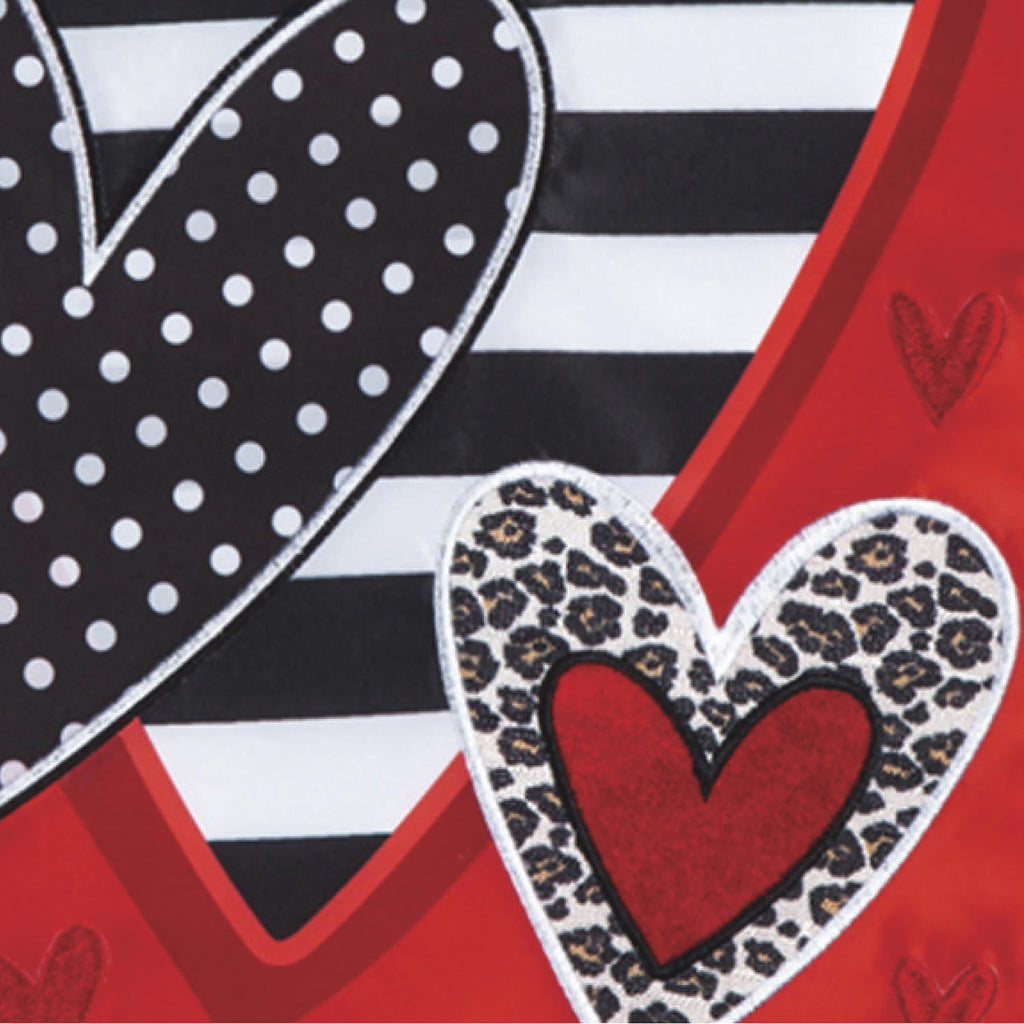 Patterned Heart Applique Garden Flag